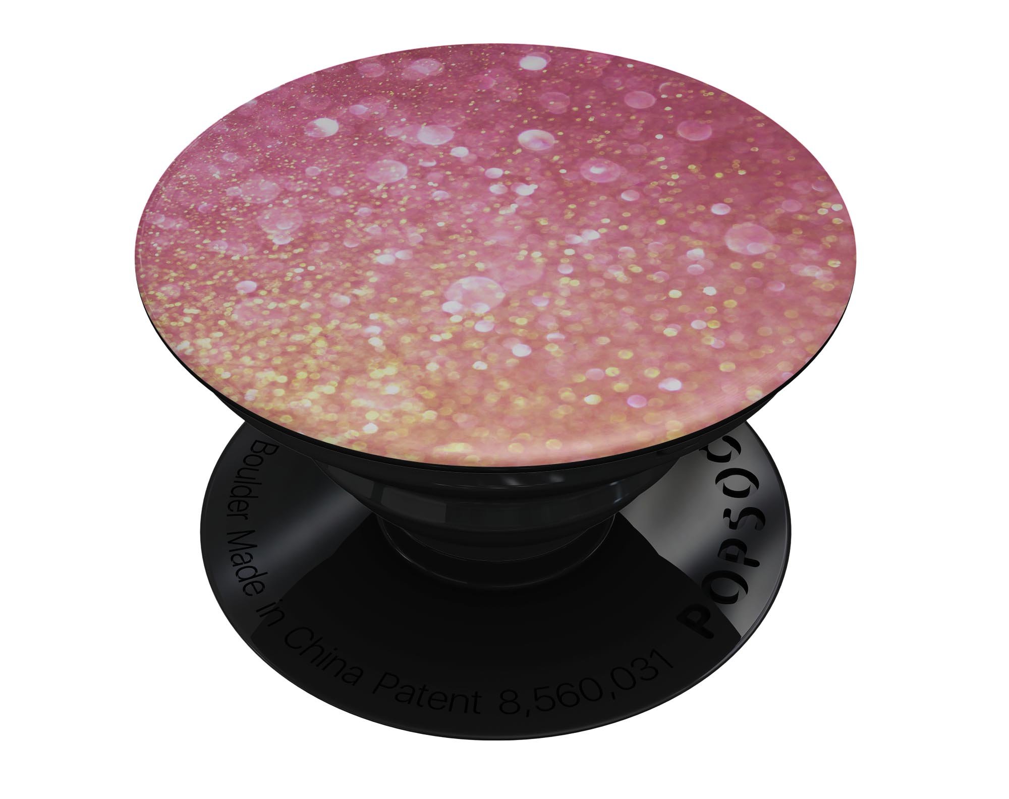 Glowing Pink and Gold Orbs of Light skin kit for PopSockets, featuring vibrant colors and a stylish design.