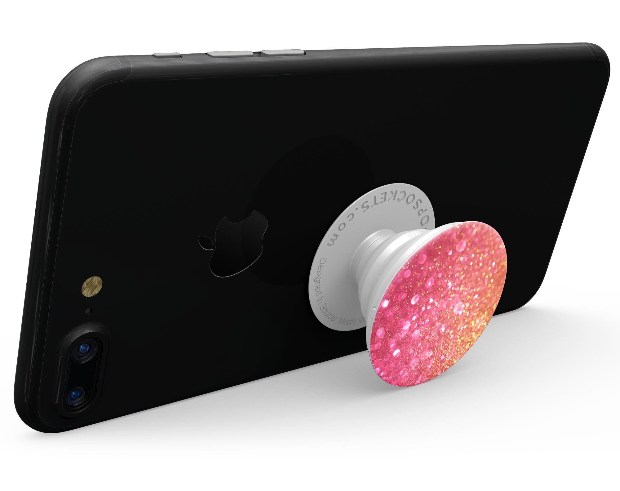 Glowing Pink and Gold Orbs of Light skin kit for PopSockets, featuring vibrant colors and a stylish design.