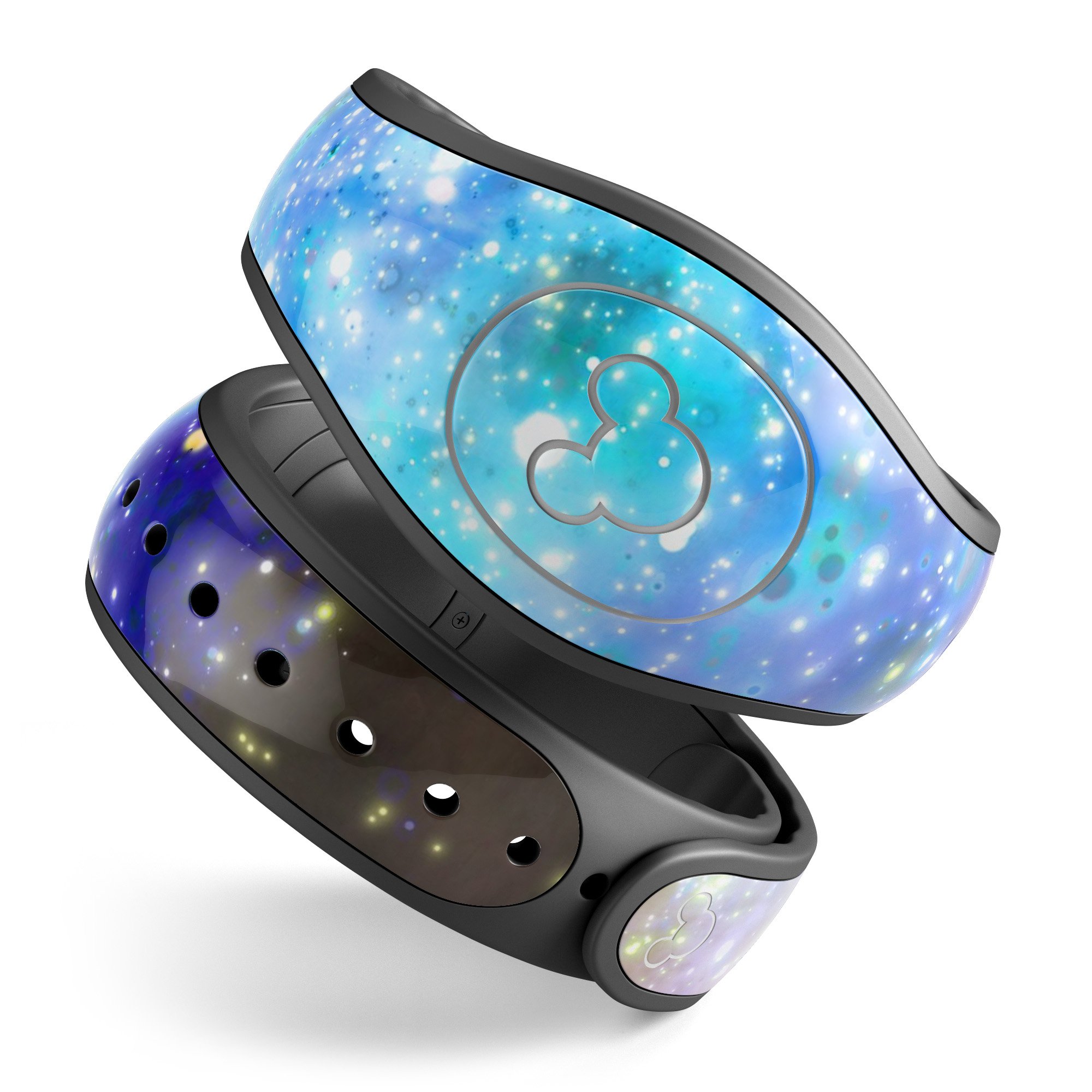 Glowing Space Texture skin wrap kit for Disney Magic Band, showcasing vibrant colors and a unique design.