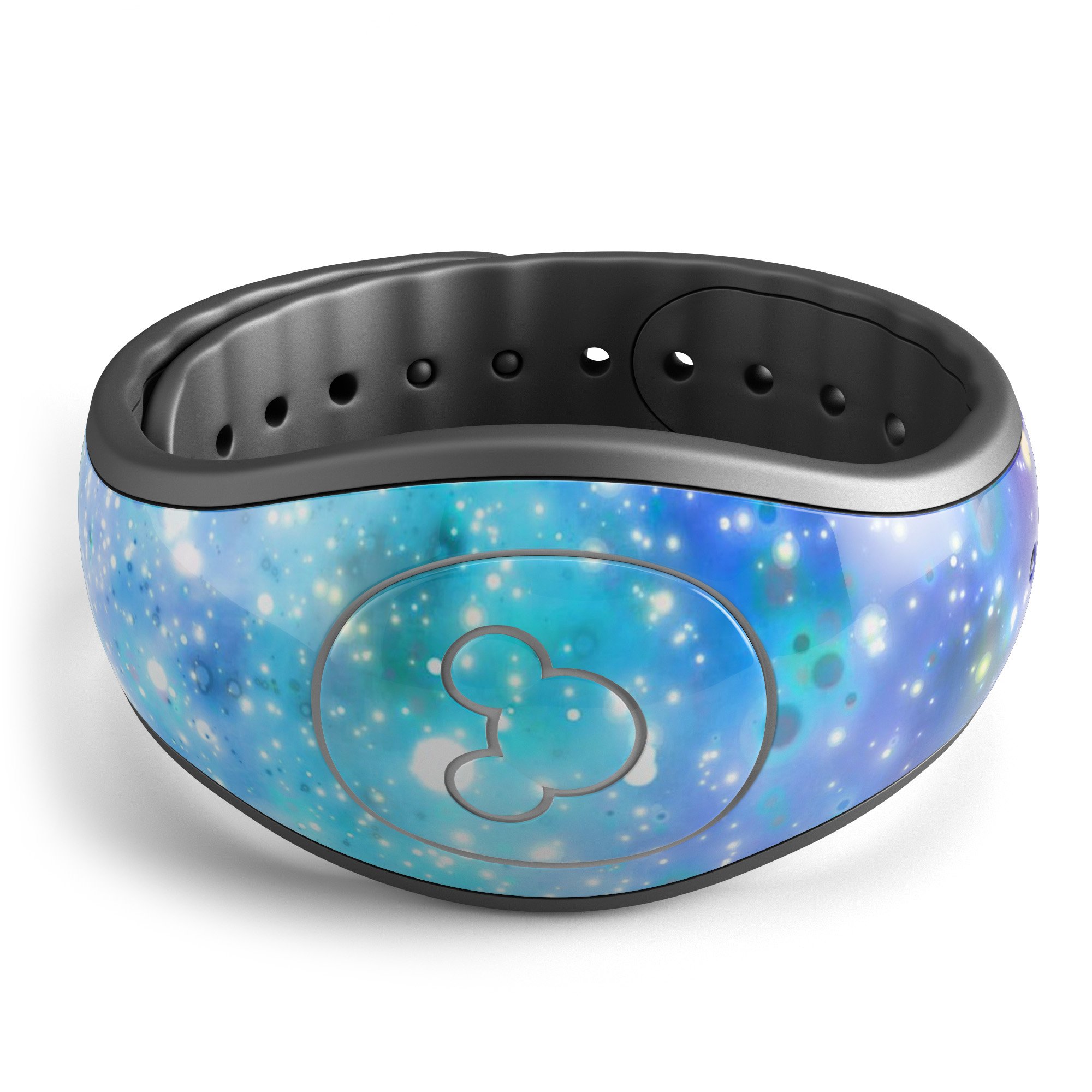 Glowing Space Texture skin wrap kit for Disney Magic Band, showcasing vibrant colors and a unique design.