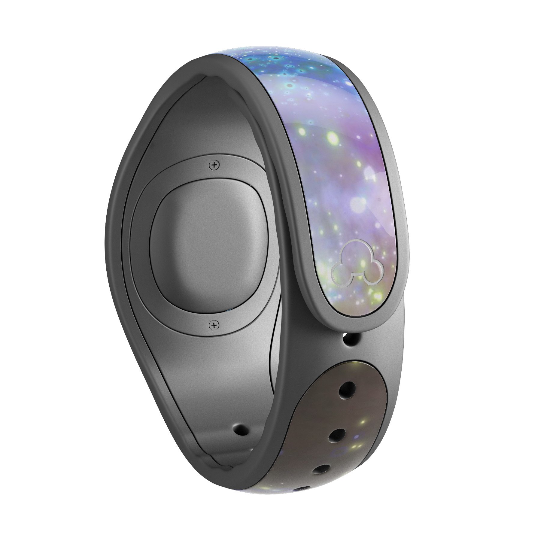 Glowing Space Texture skin wrap kit for Disney Magic Band, showcasing vibrant colors and a unique design.