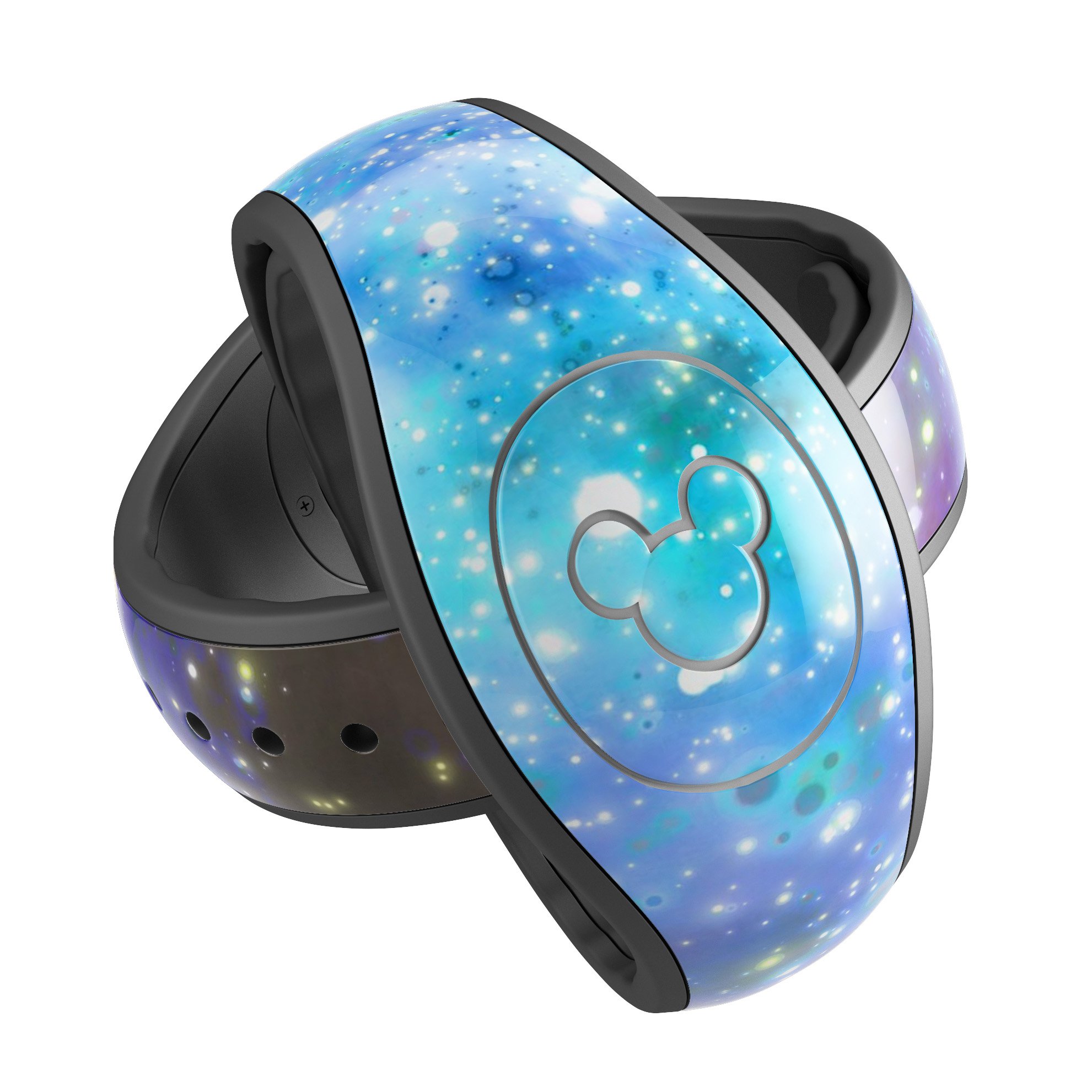 Glowing Space Texture skin wrap kit for Disney Magic Band, showcasing vibrant colors and a unique design.