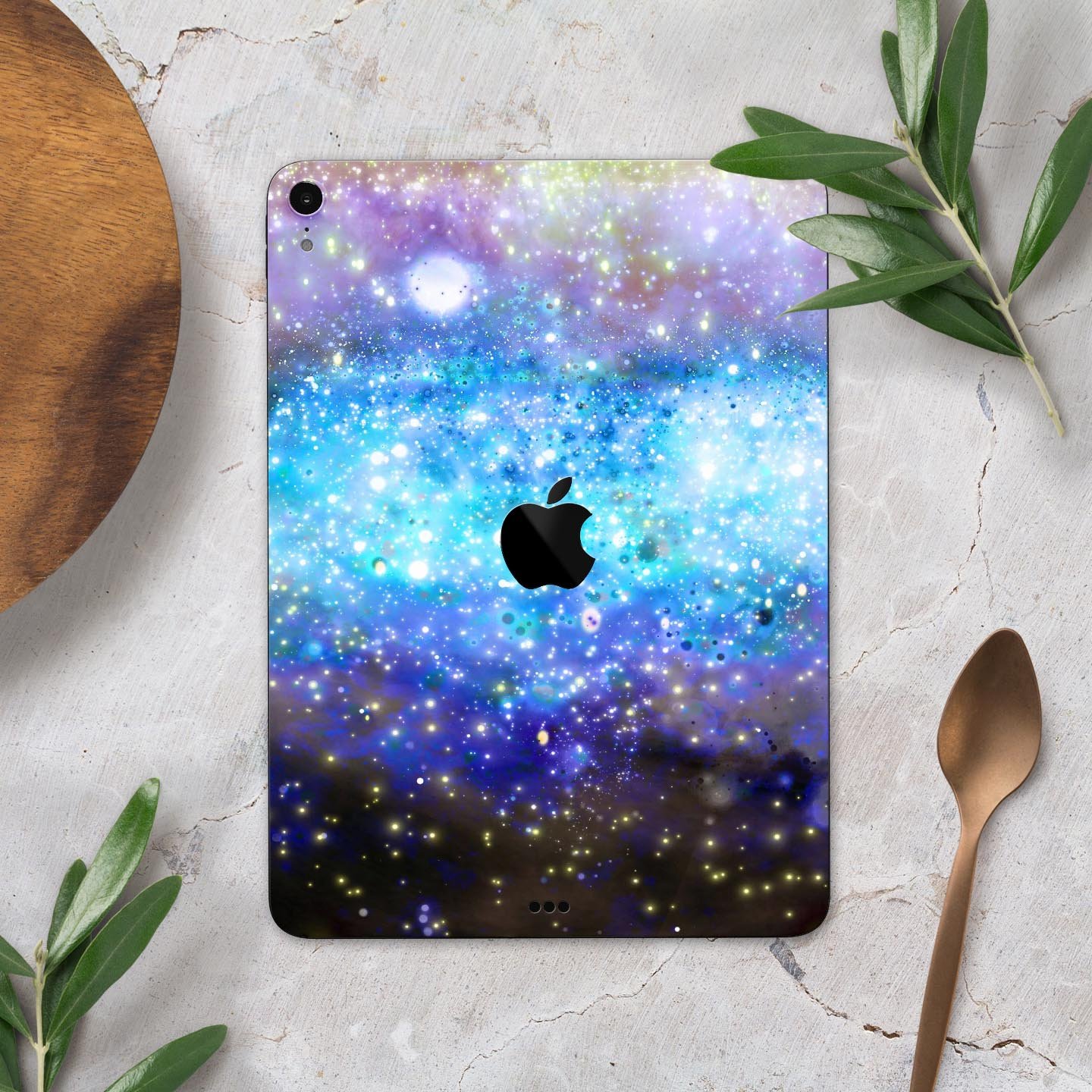 Glowing Space Texture skin decal for Apple iPad Pro, showcasing vibrant colors and a sleek design.