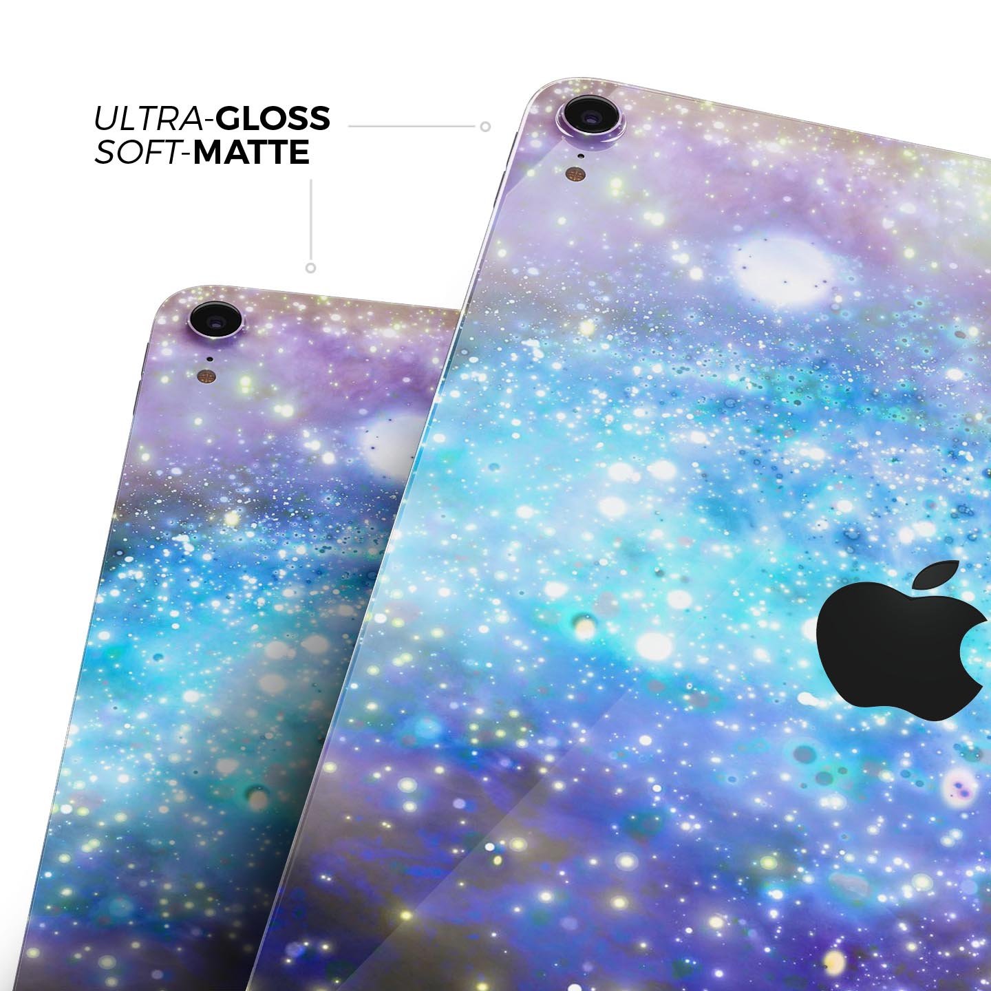 Glowing Space Texture skin decal for Apple iPad Pro, showcasing vibrant colors and a sleek design.