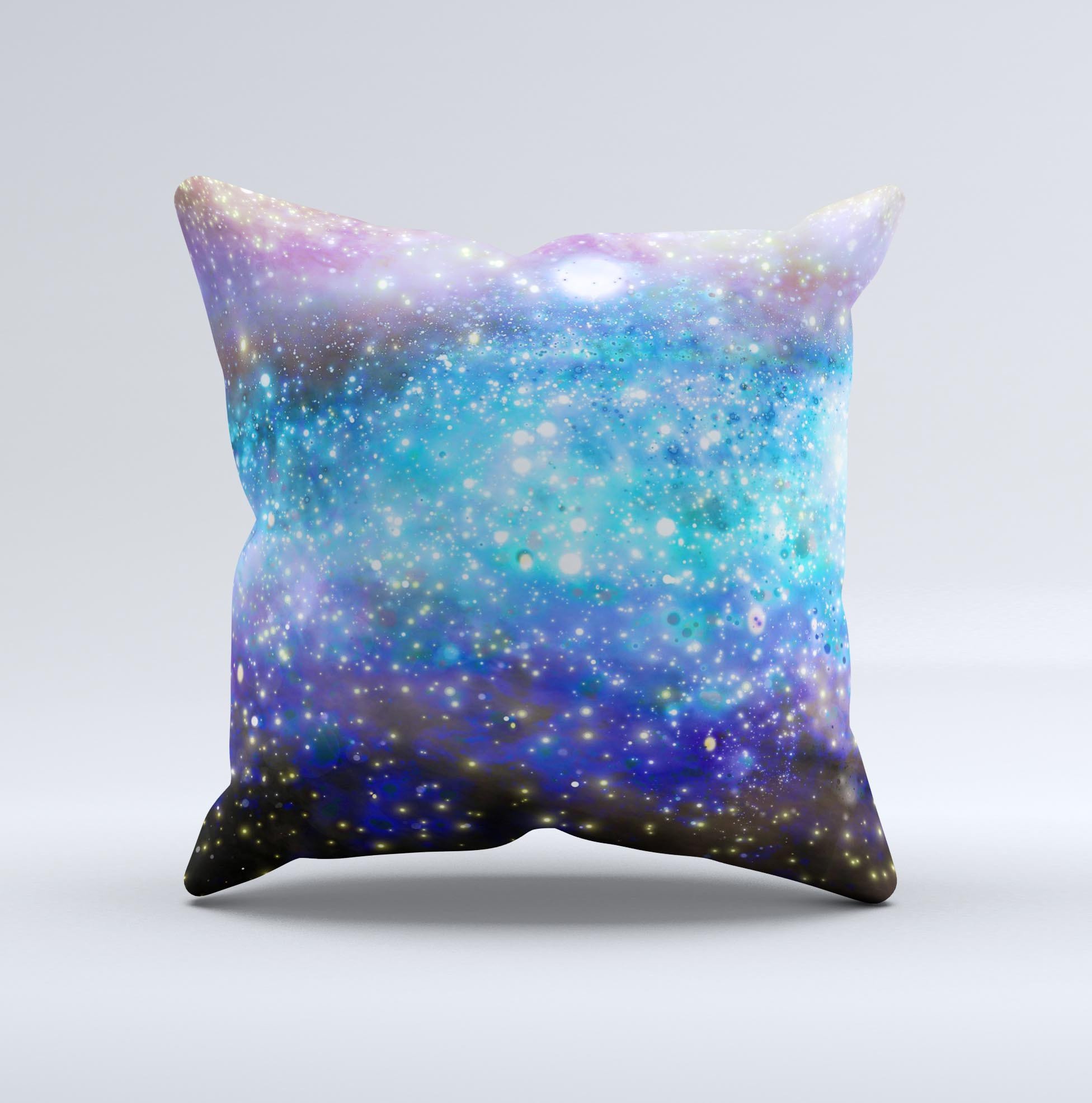 Glowing Space Texture Ink-Fuzed Decorative Throw Pillow showcasing vibrant colors and unique design, handcrafted in Virginia.