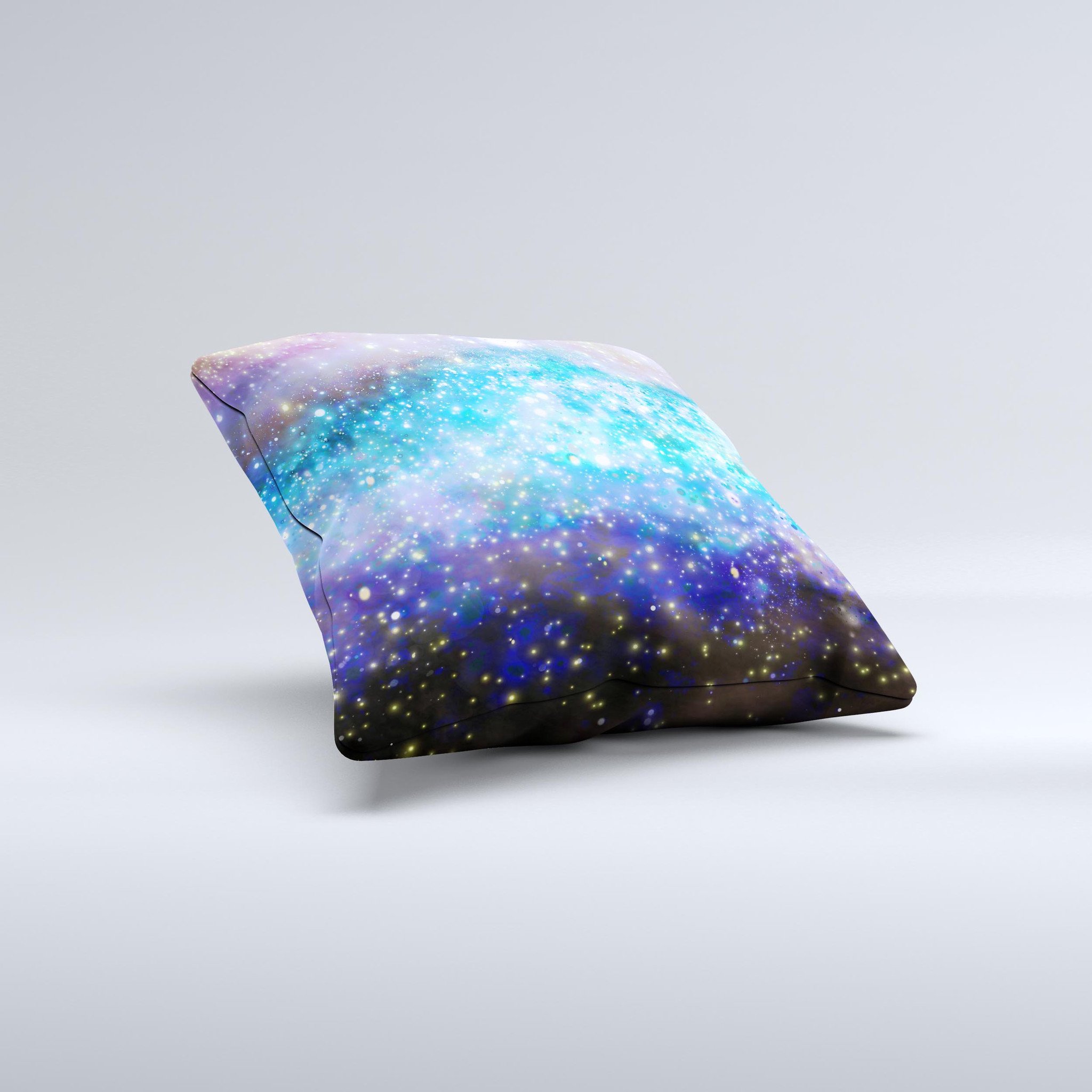 Glowing Space Texture Ink-Fuzed Decorative Throw Pillow showcasing vibrant colors and unique design, handcrafted in Virginia.