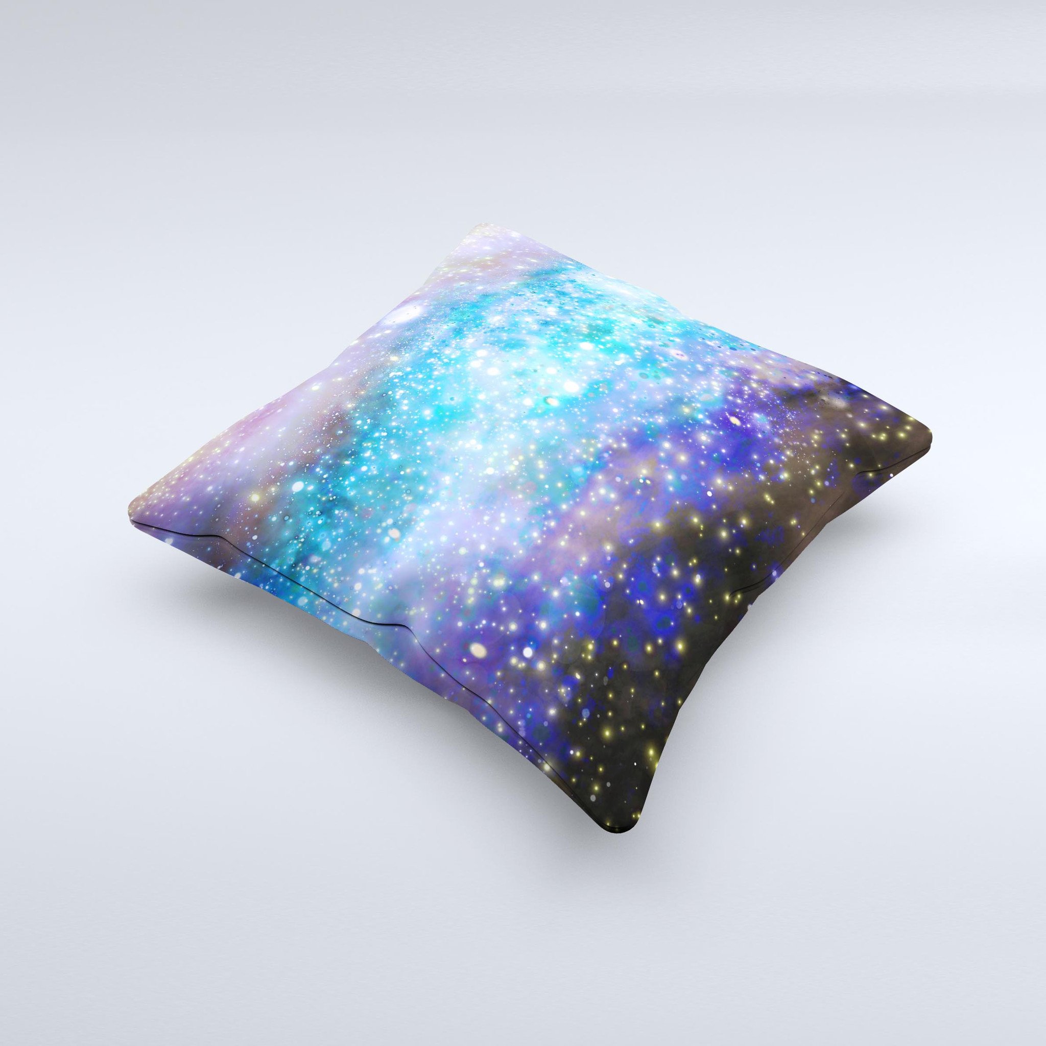 Glowing Space Texture Ink-Fuzed Decorative Throw Pillow showcasing vibrant colors and unique design, handcrafted in Virginia.