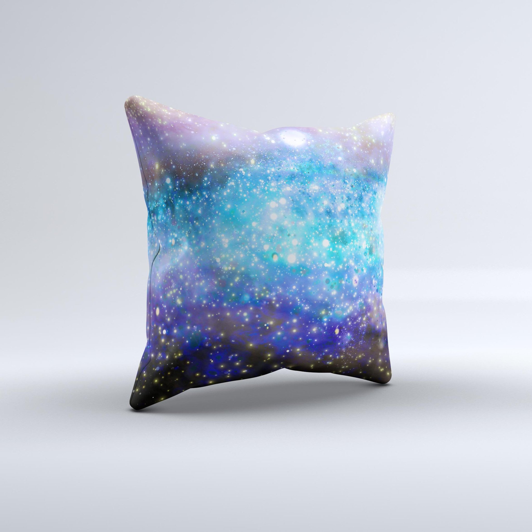 Glowing Space Texture Ink-Fuzed Decorative Throw Pillow showcasing vibrant colors and unique design, handcrafted in Virginia.