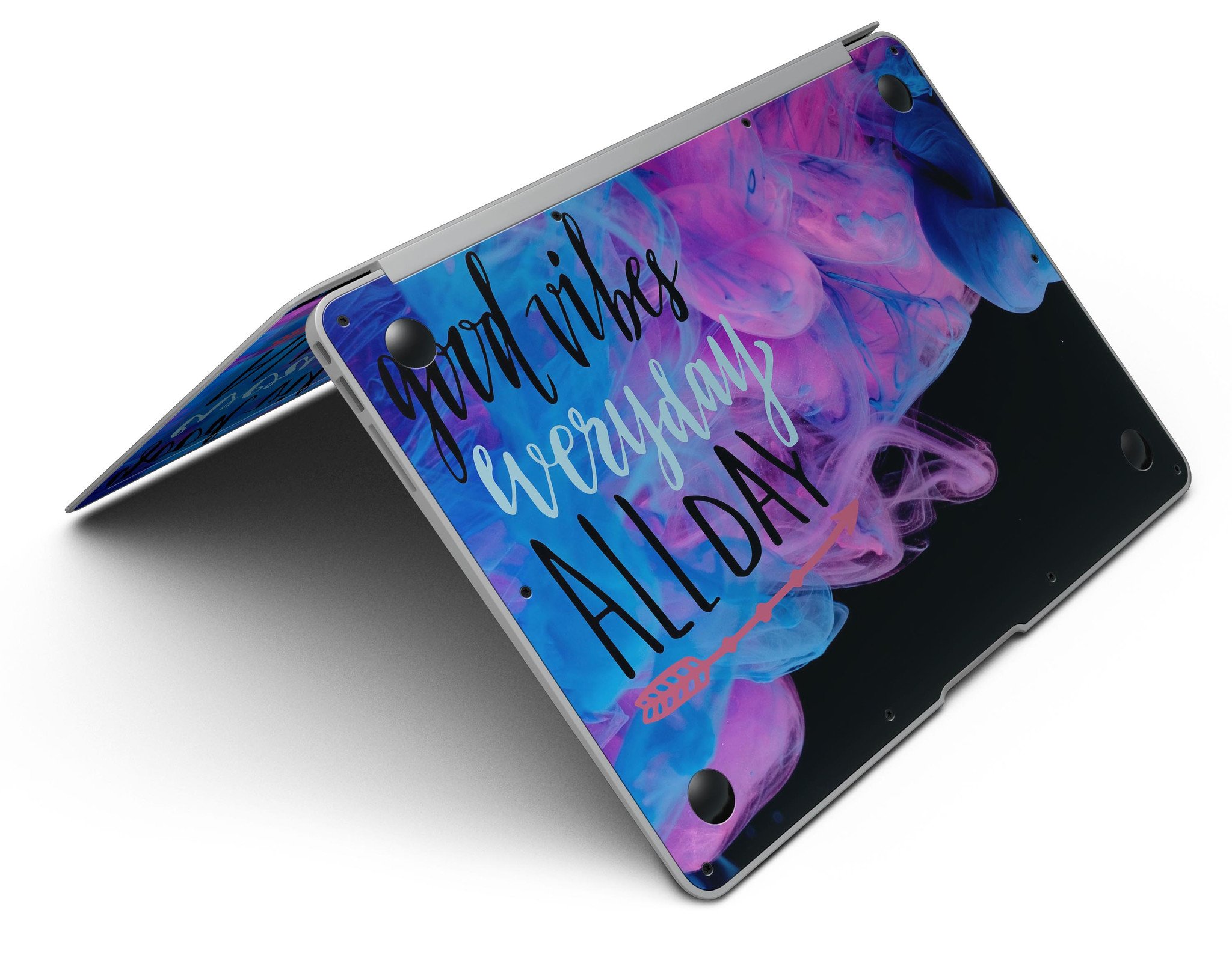 Good Vibes Everyday MacBook Air Skin Kit featuring vibrant designs and premium vinyl material for protection and style.