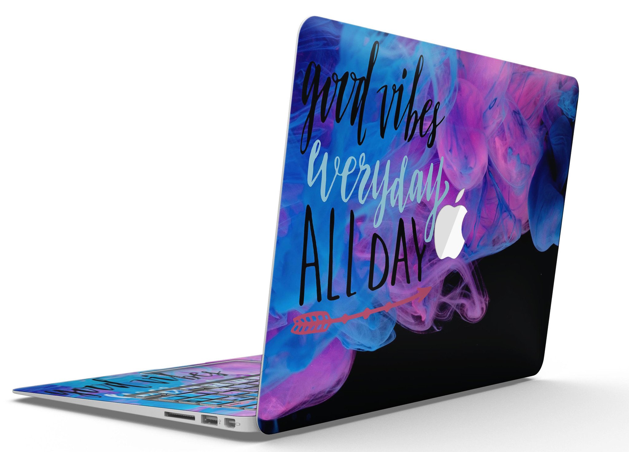 Good Vibes Everyday MacBook Air Skin Kit featuring vibrant designs and premium vinyl material for protection and style.