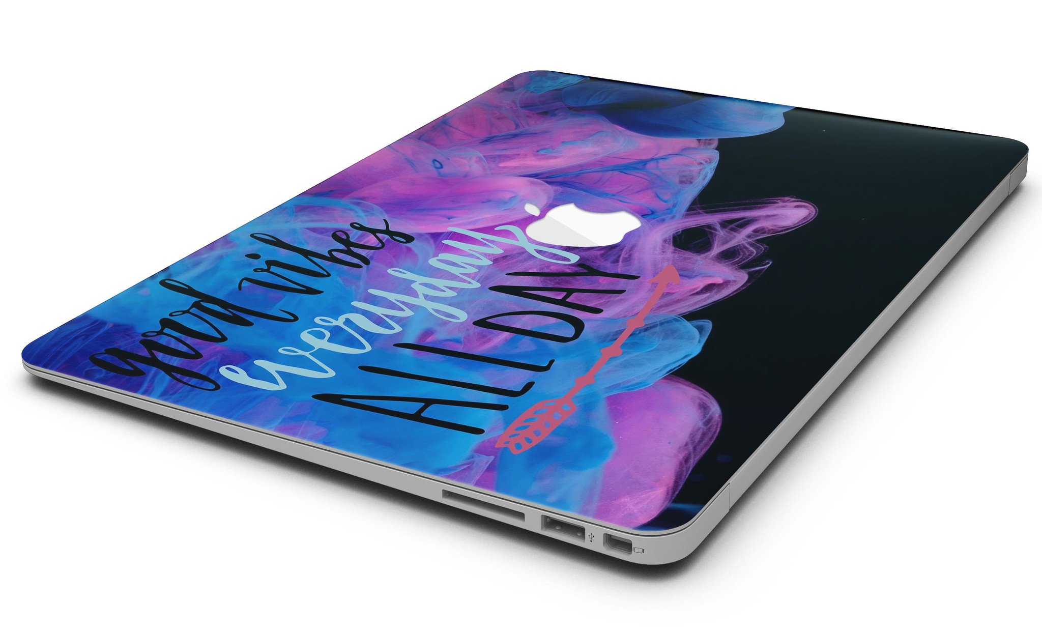 Good Vibes Everyday MacBook Air Skin Kit featuring vibrant designs and premium vinyl material for protection and style.