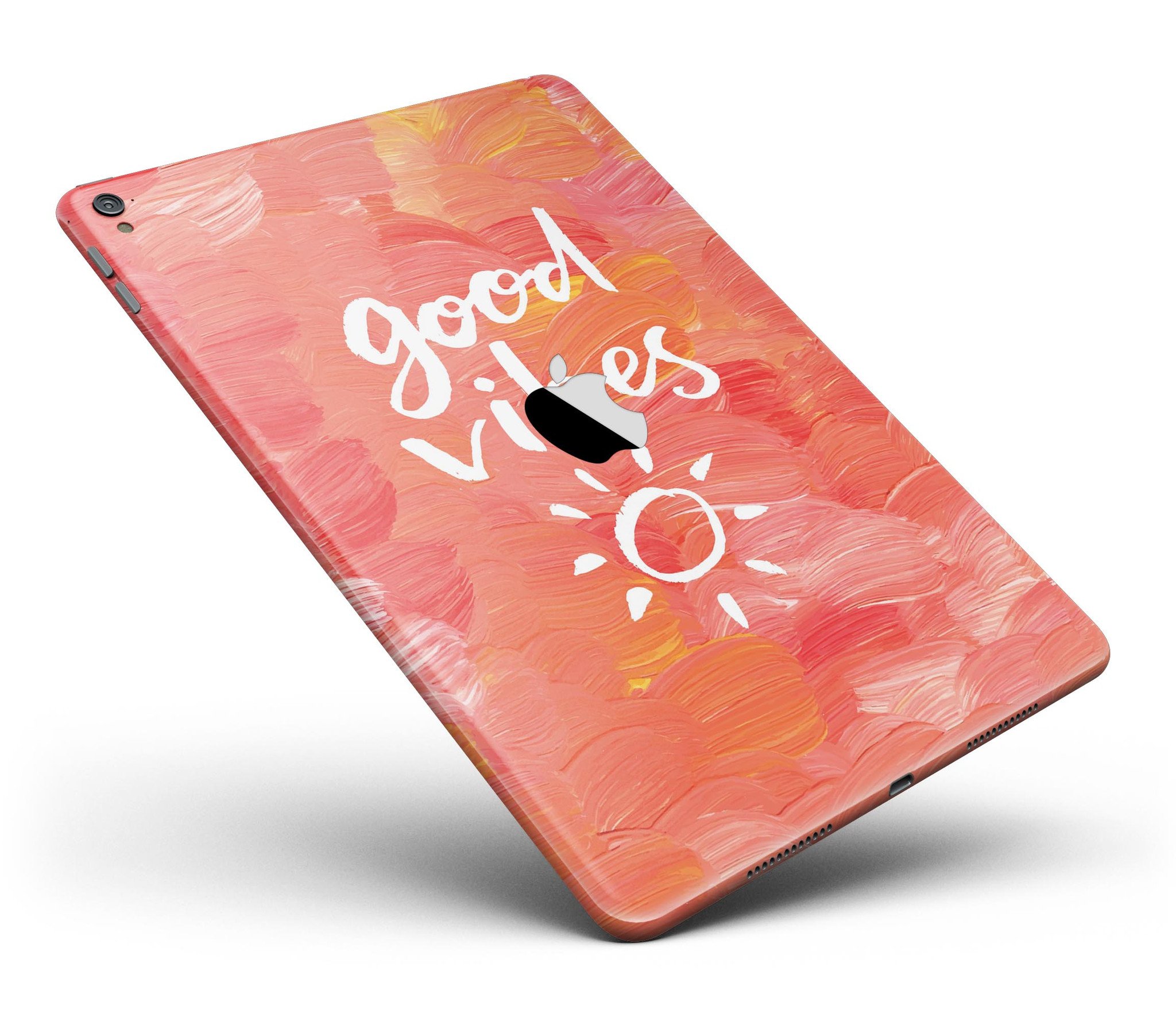 Good Vibes Full Body Skin for iPad Pro in glossy finish, showcasing vibrant design and full coverage.