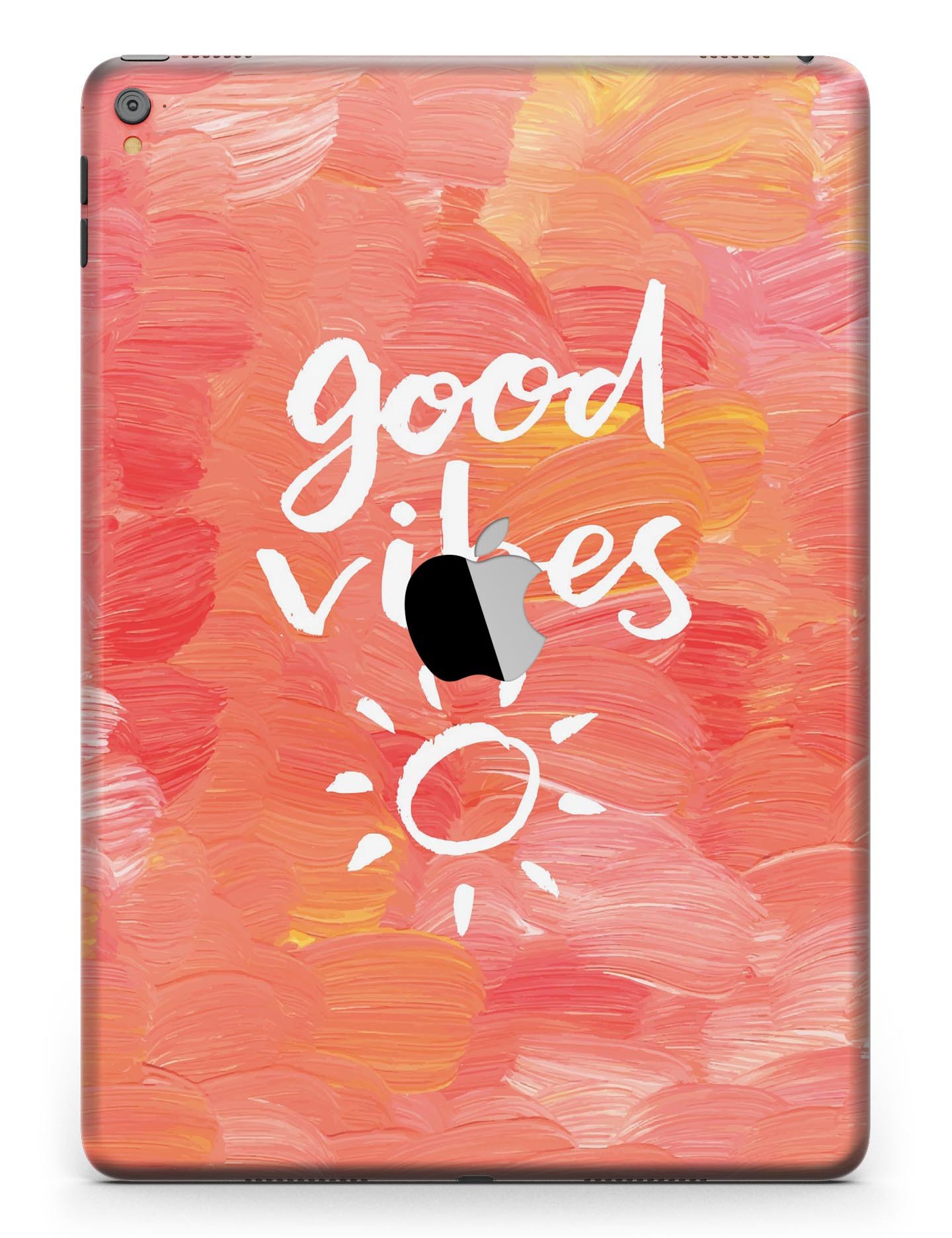 Good Vibes Full Body Skin for iPad Pro in glossy finish, showcasing vibrant design and full coverage.