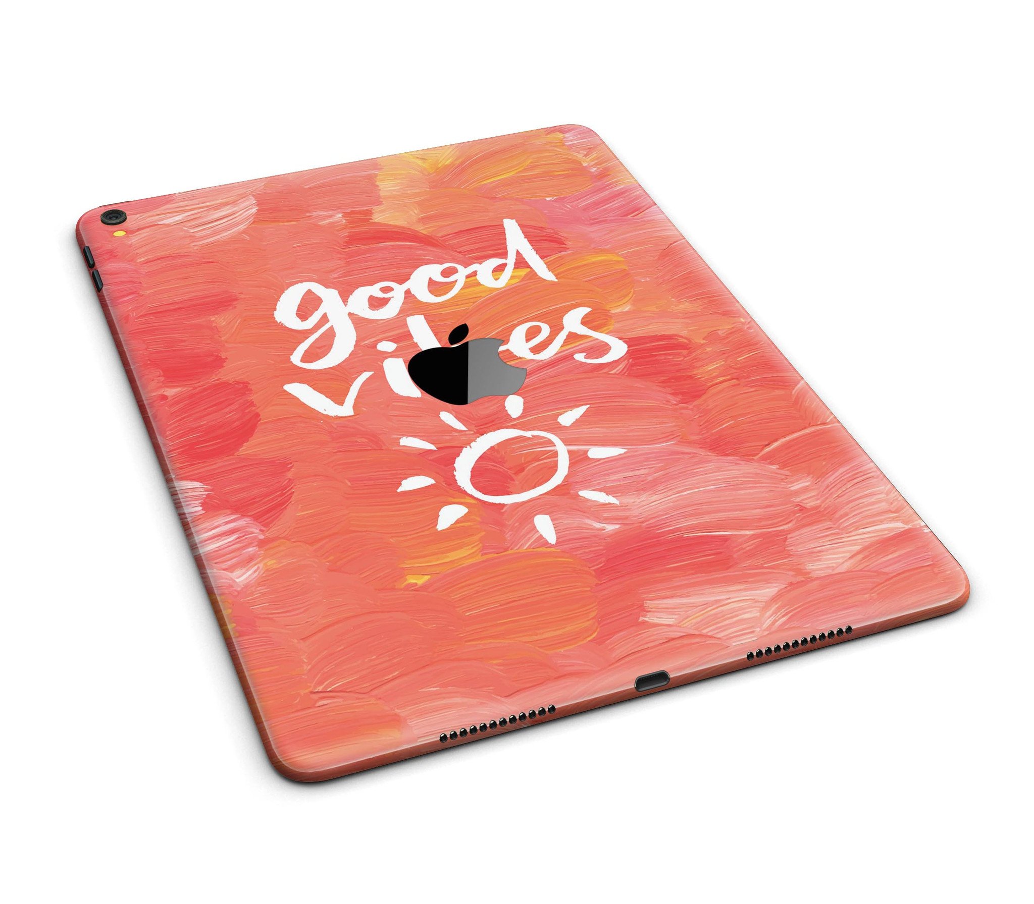 Good Vibes Full Body Skin for iPad Pro in glossy finish, showcasing vibrant design and full coverage.