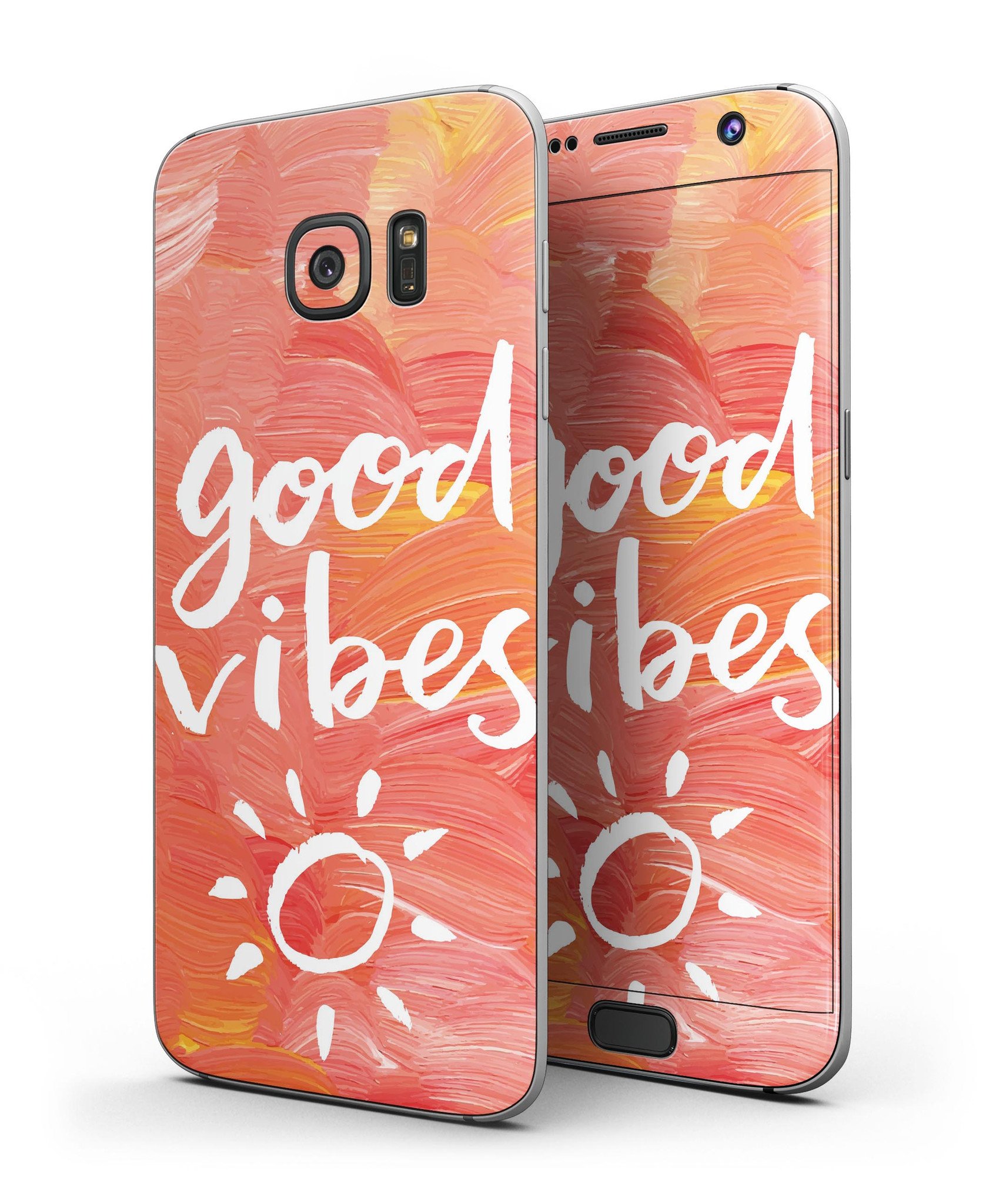 Good Vibes Full Body Skin-Kit for Samsung Galaxy S7/S7 Edge, showcasing premium vinyl design and stylish finish options.