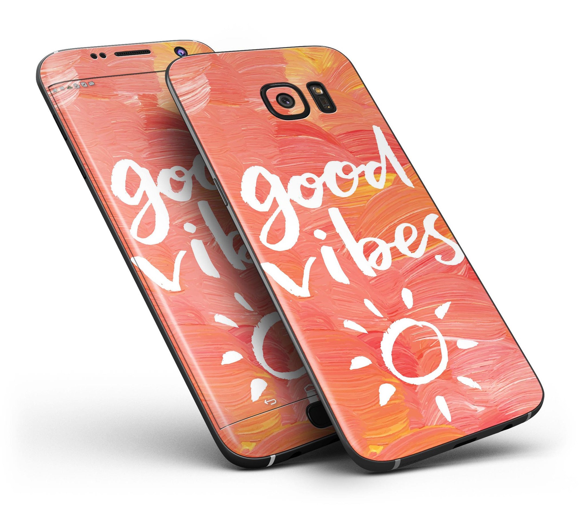 Good Vibes Full Body Skin-Kit for Samsung Galaxy S7/S7 Edge, showcasing premium vinyl design and stylish finish options.