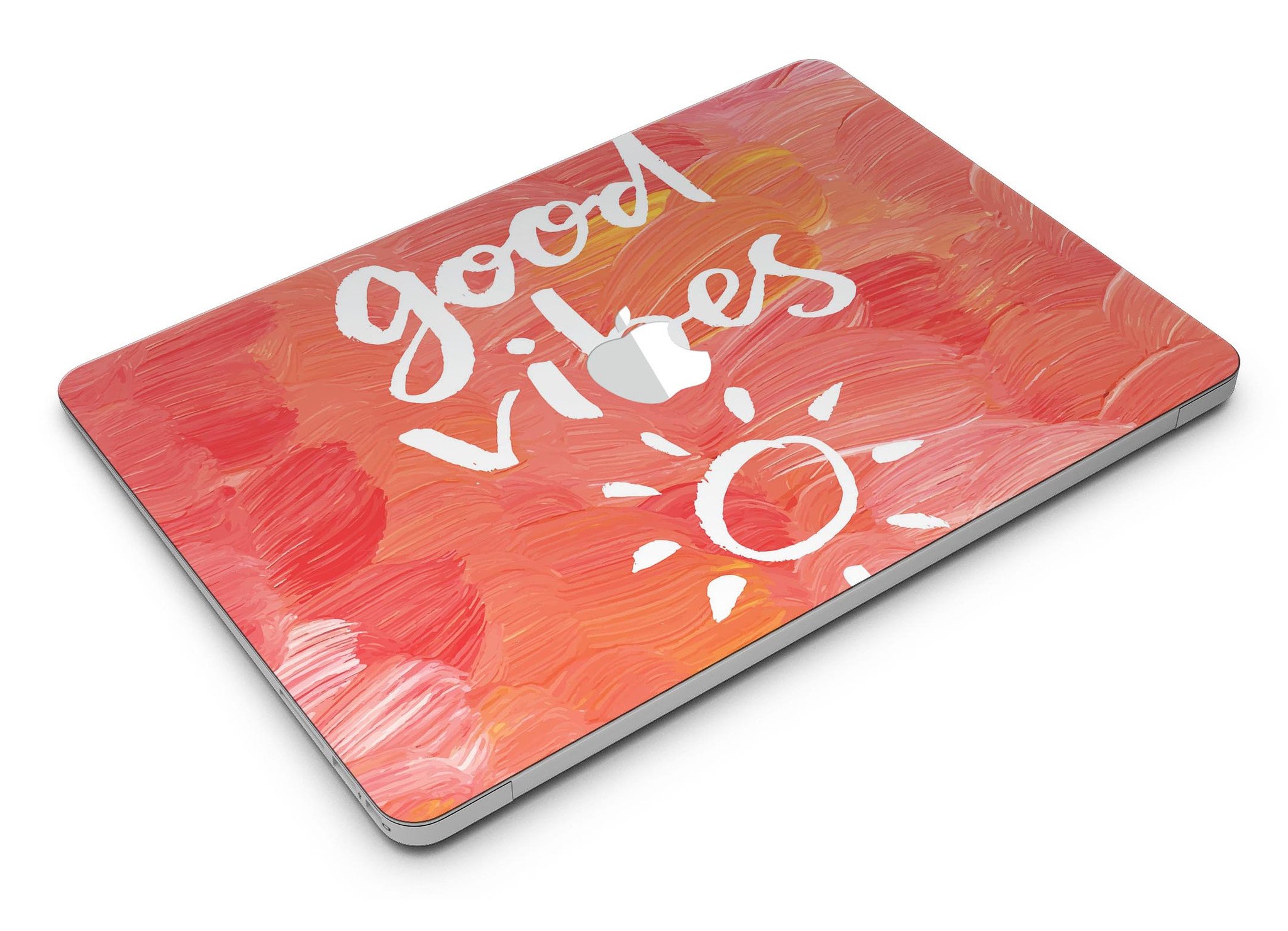 Good Vibes MacBook Air Skin Kit showcasing vibrant designs and textures, perfect for personalizing your device.