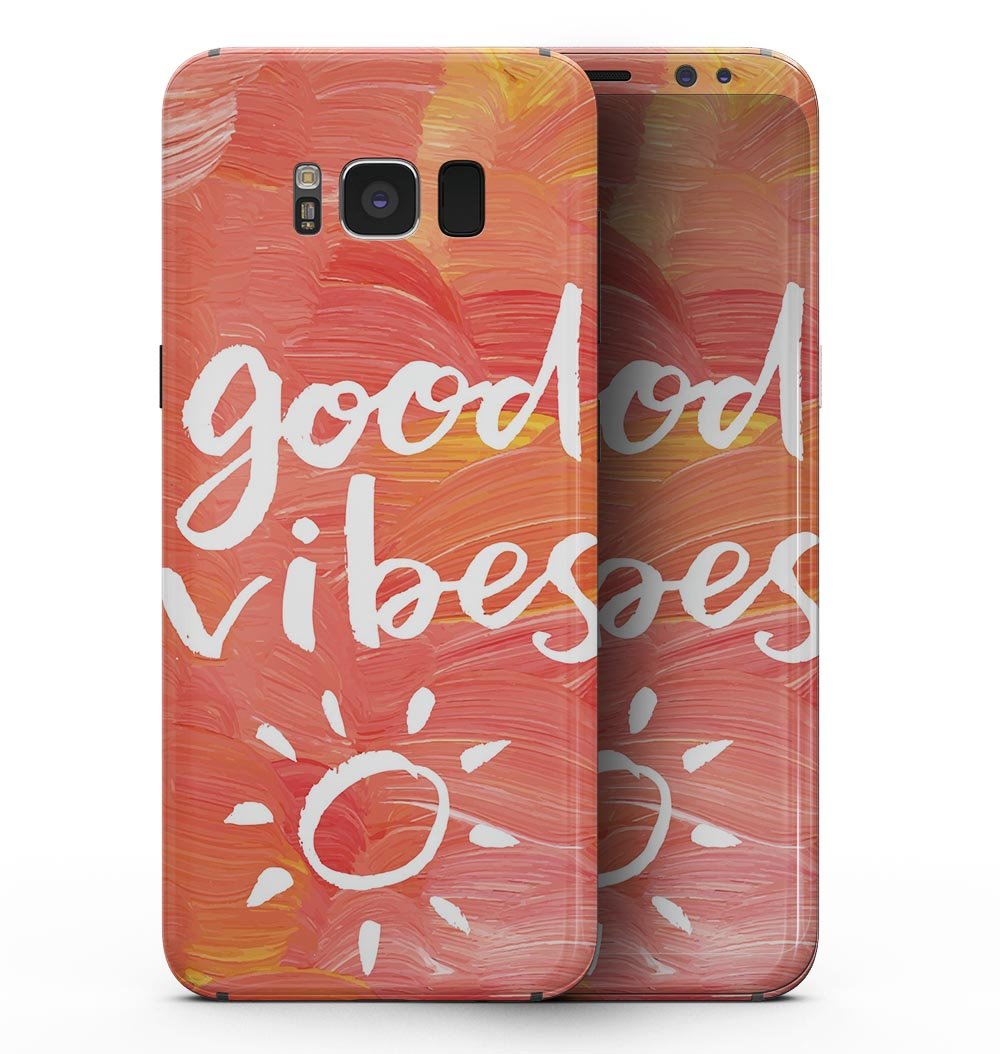 Good Vibes Full-Body Skin Kit for Samsung Galaxy S8, showcasing vibrant design and premium vinyl material.