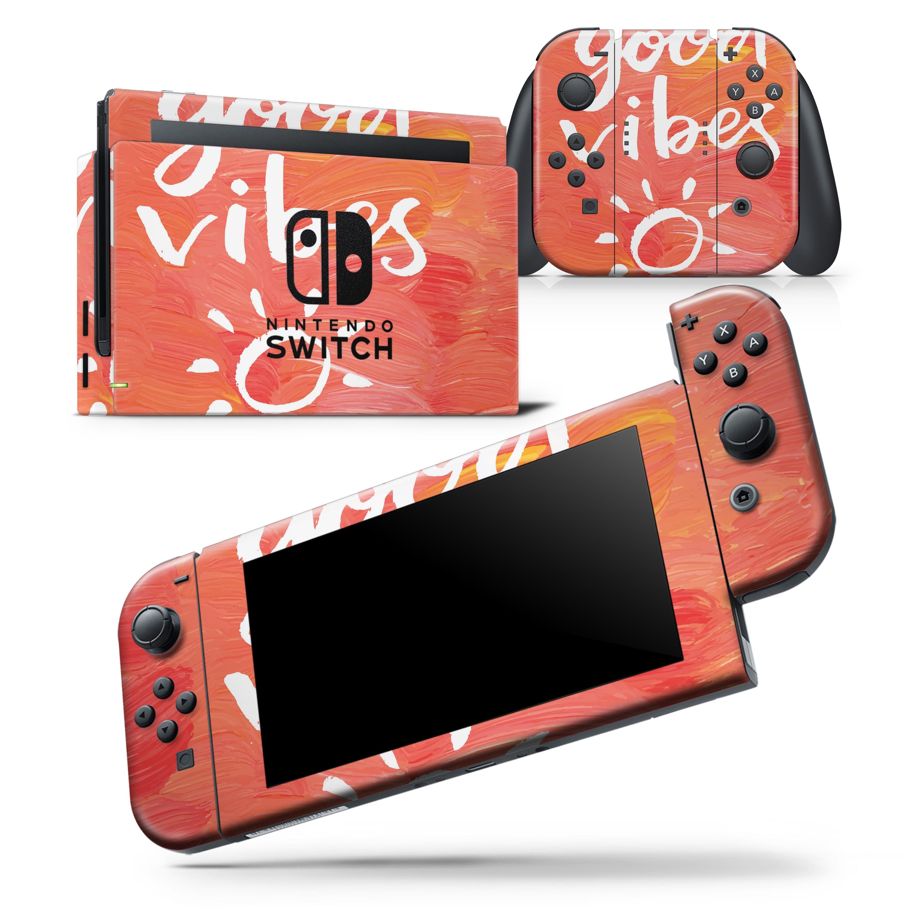 Good Vibes Skin Wrap Decal for Nintendo Switch Lite, showcasing vibrant design and premium vinyl material.