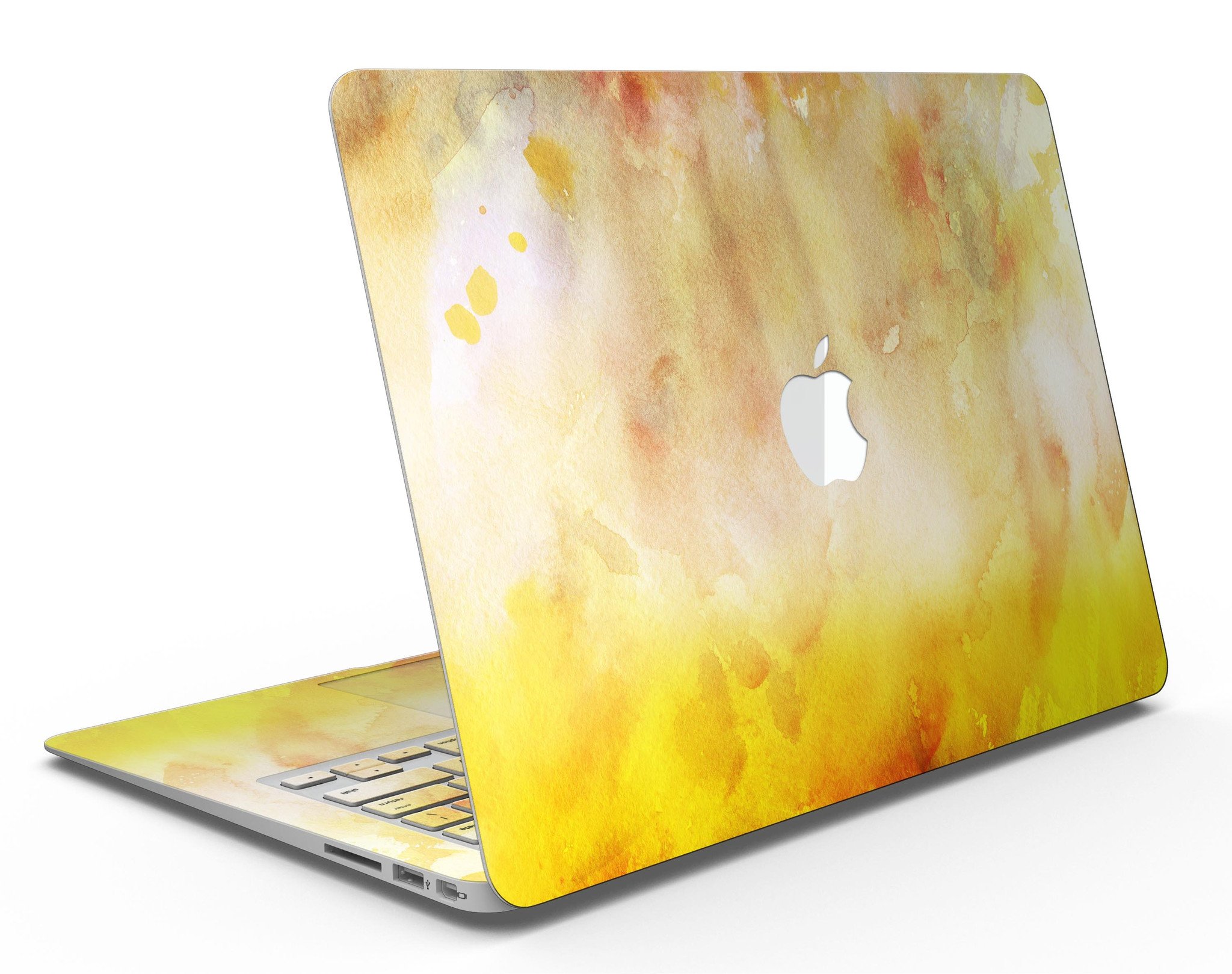 Gold 76 Absorbed Watercolor Texture skin for MacBook Air, showcasing vibrant colors and a sleek design.