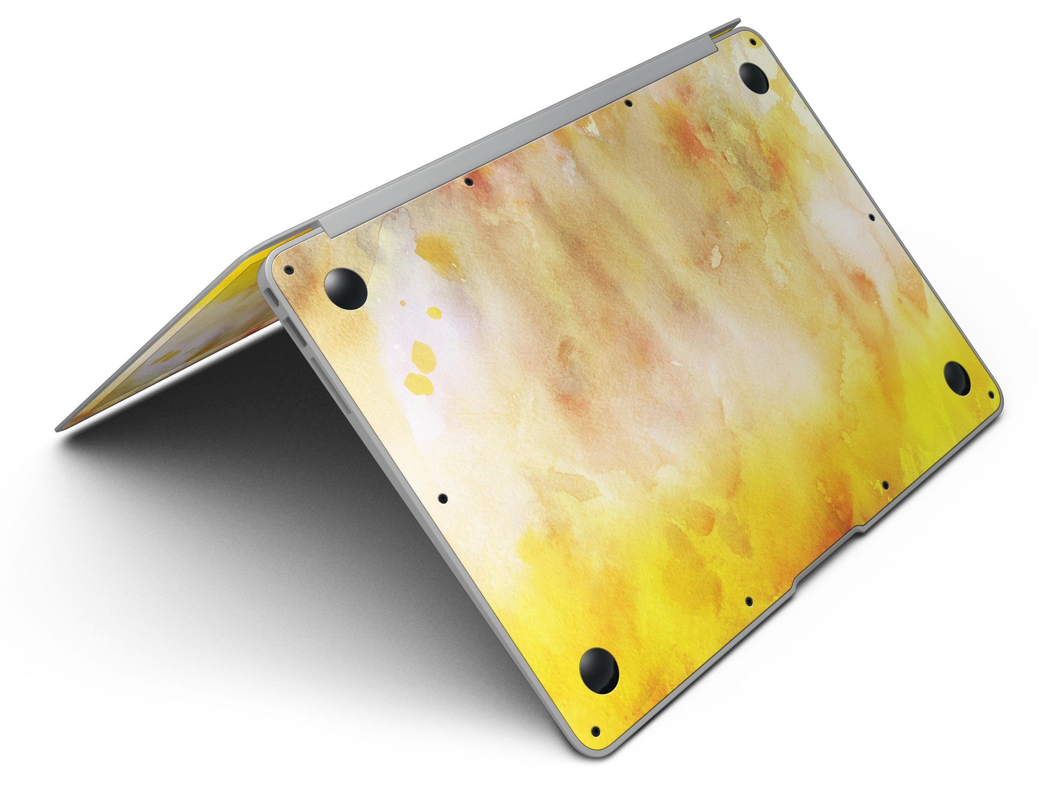 Gold 76 Absorbed Watercolor Texture skin for MacBook Air, showcasing vibrant colors and a sleek design.