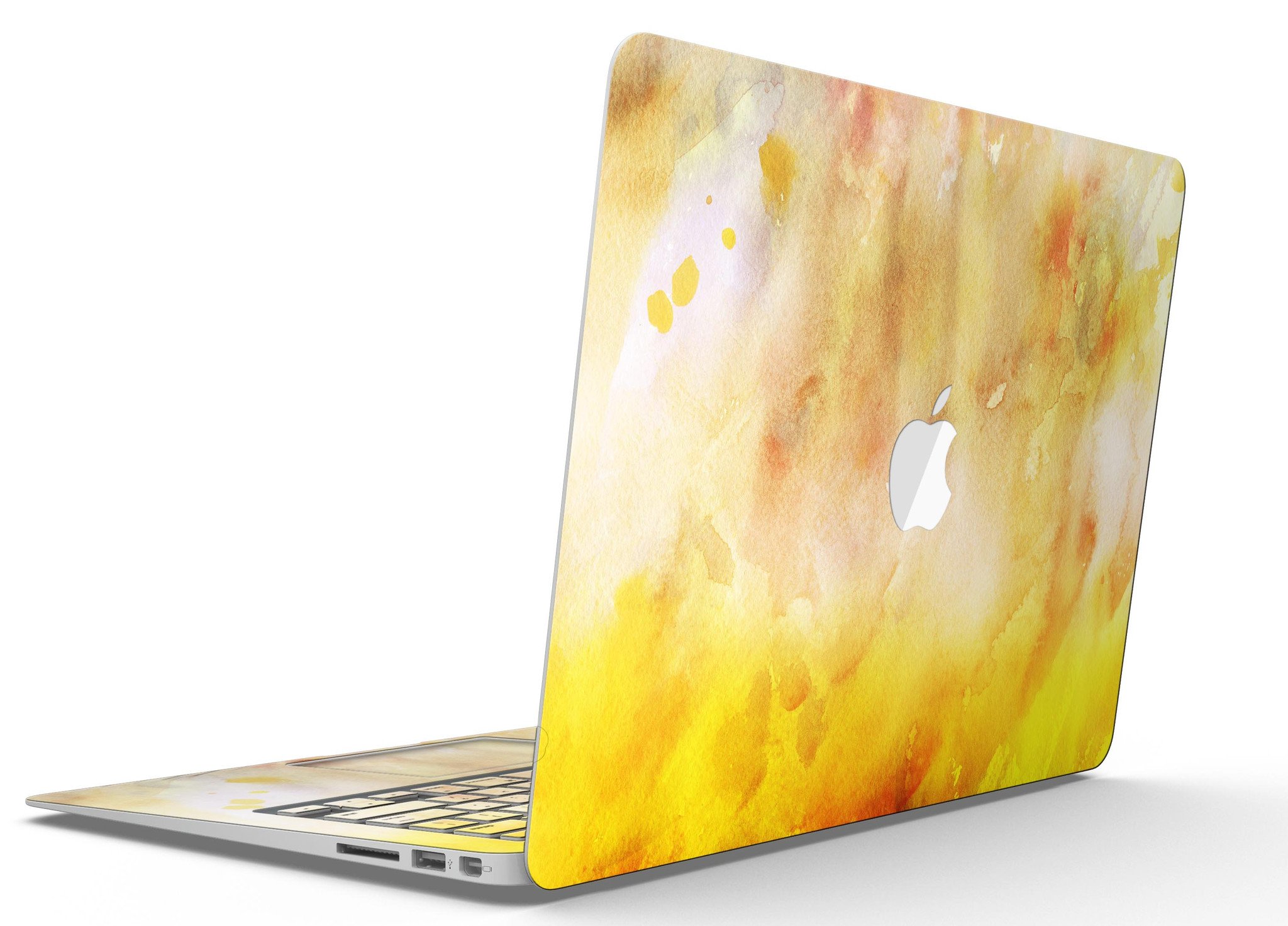 Gold 76 Absorbed Watercolor Texture skin for MacBook Air, showcasing vibrant colors and a sleek design.