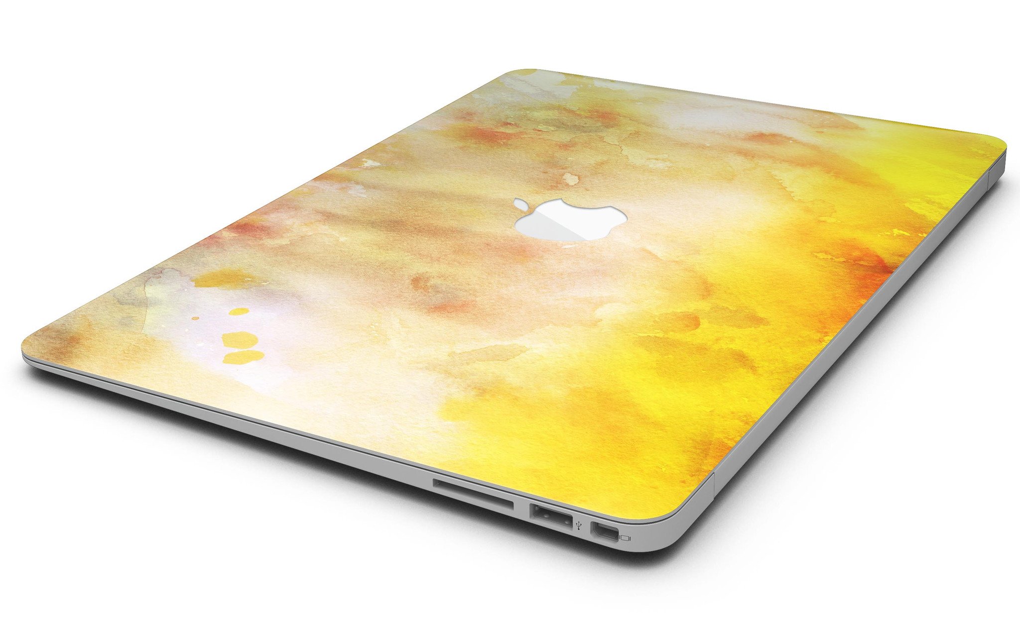 Gold 76 Absorbed Watercolor Texture skin for MacBook Air, showcasing vibrant colors and a sleek design.