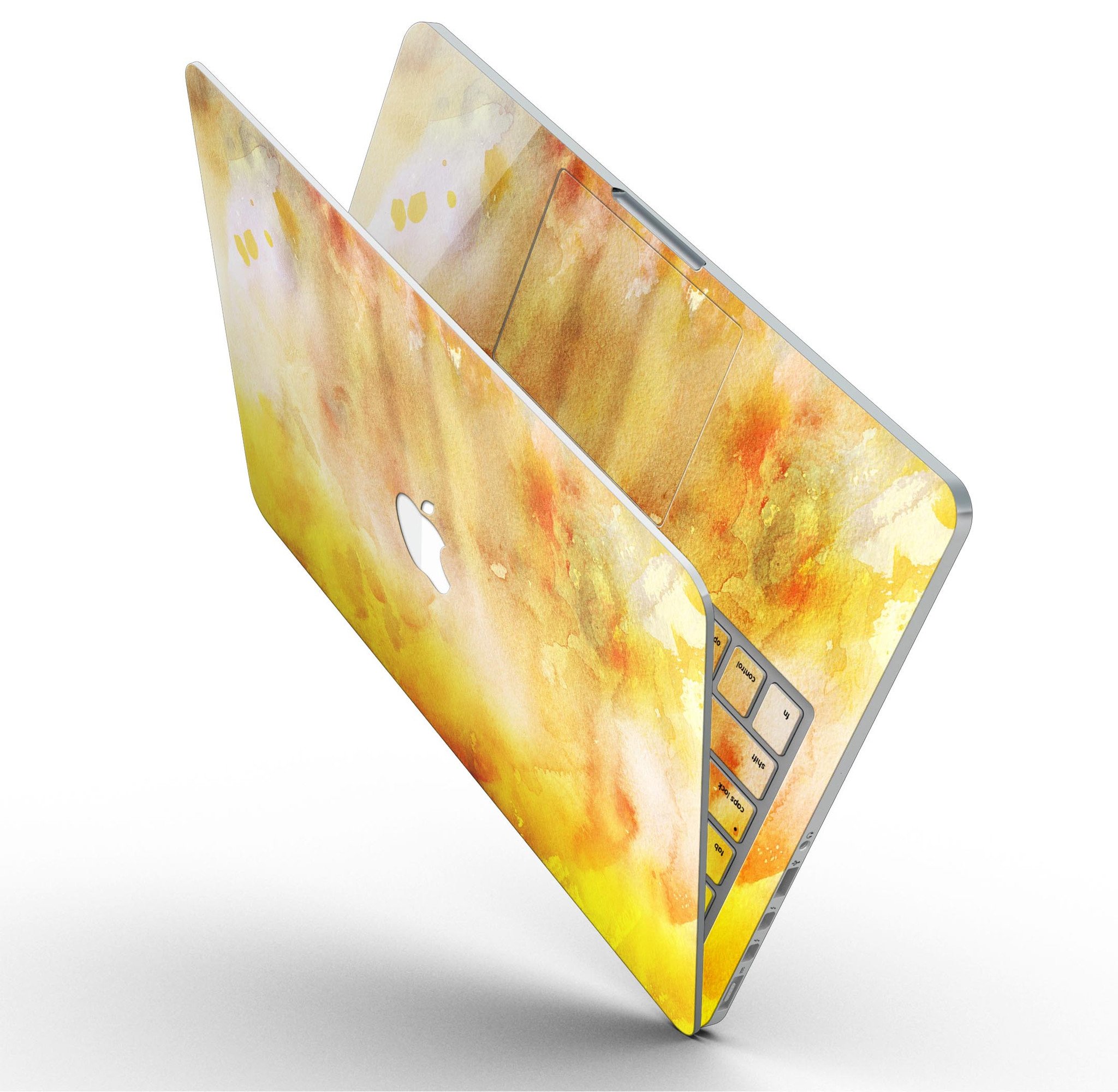 Gold 76 Absorbed Watercolor Texture skin for MacBook Pro with Retina Display, showcasing vibrant colors and a stylish design.