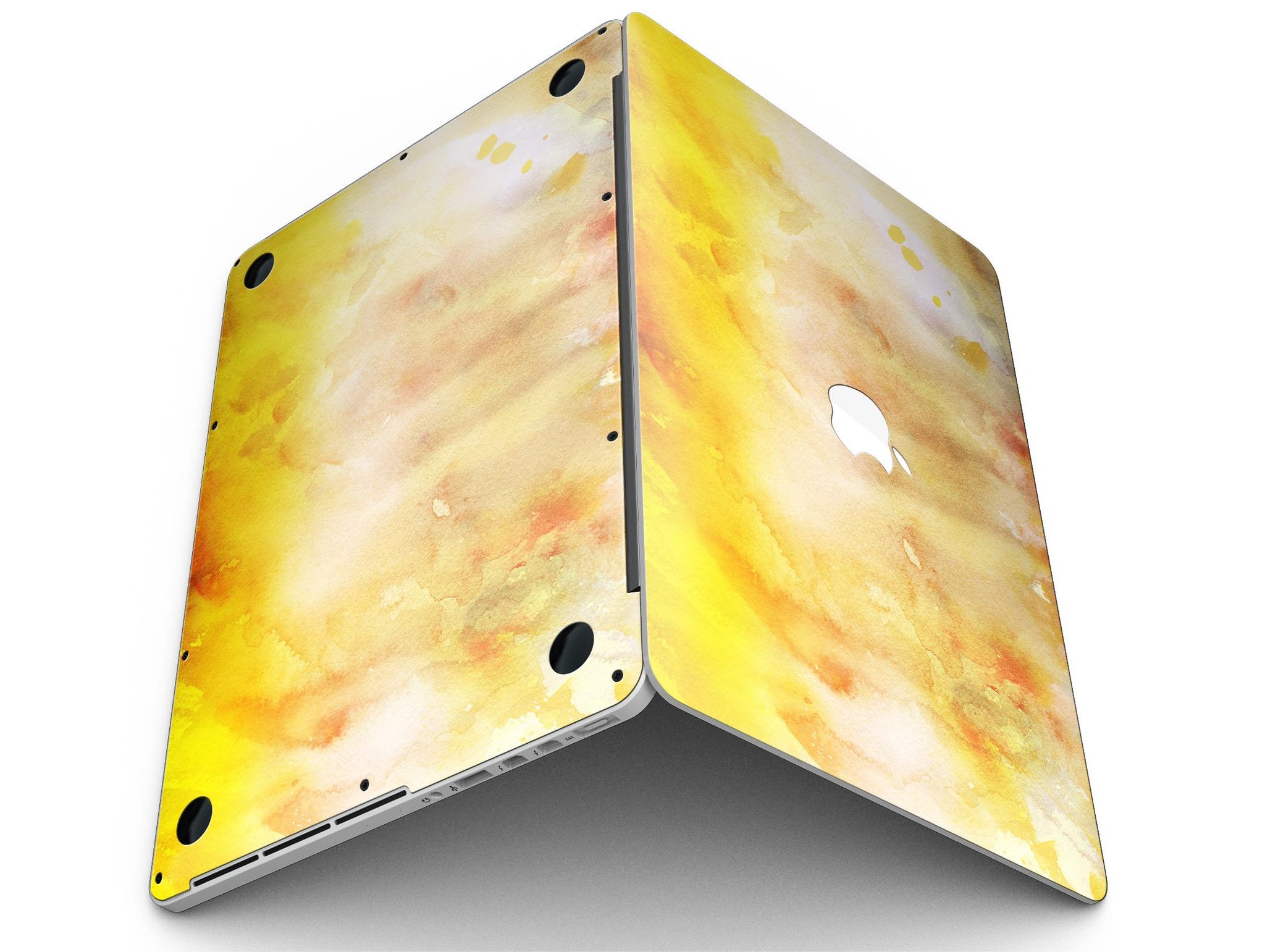 Gold 76 Absorbed Watercolor Texture skin for MacBook Pro with Retina Display, showcasing vibrant colors and a stylish design.