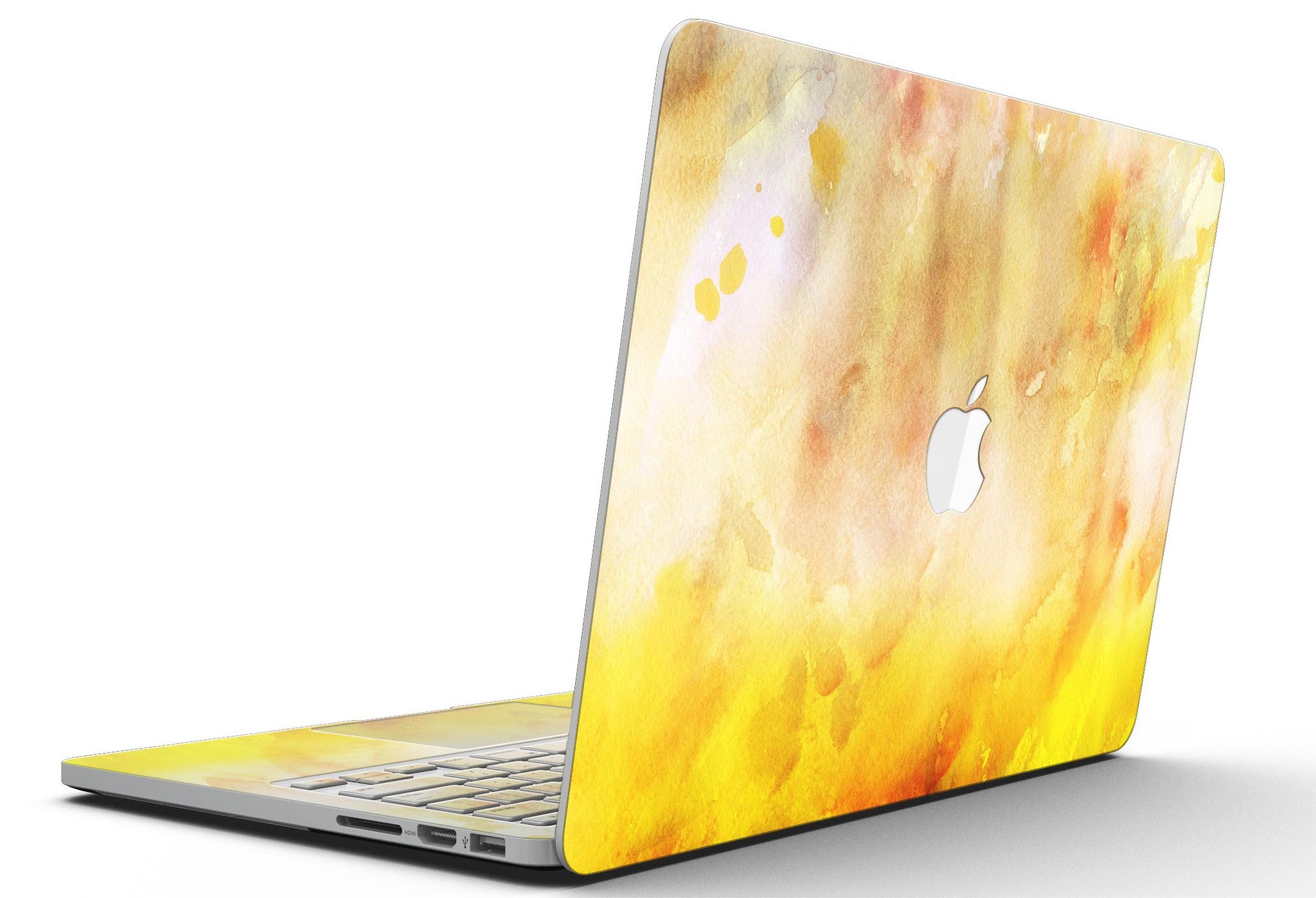 Gold 76 Absorbed Watercolor Texture skin for MacBook Pro with Retina Display, showcasing vibrant colors and a stylish design.