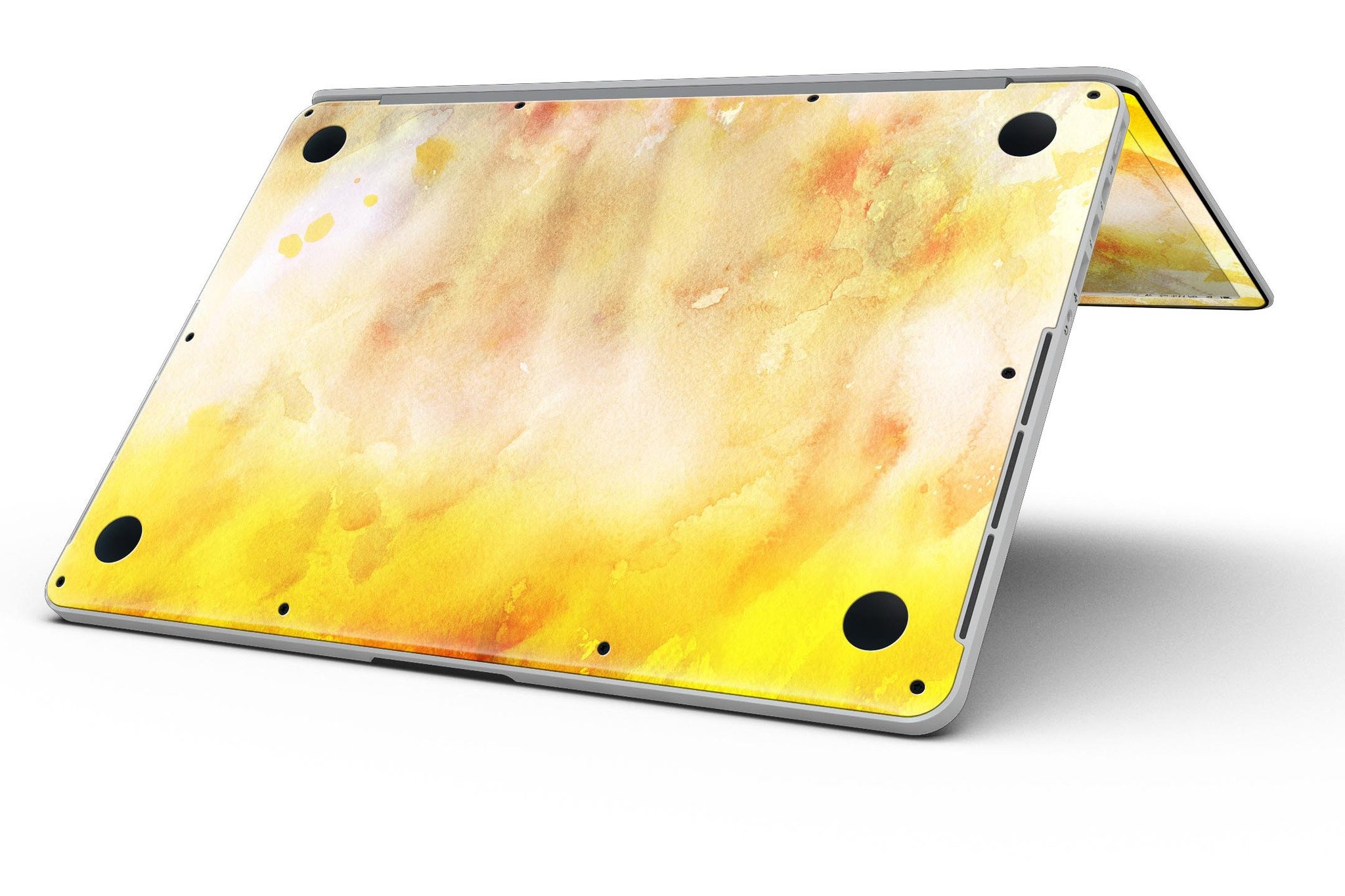 Gold 76 Absorbed Watercolor Texture skin for MacBook Pro with Retina Display, showcasing vibrant colors and a stylish design.