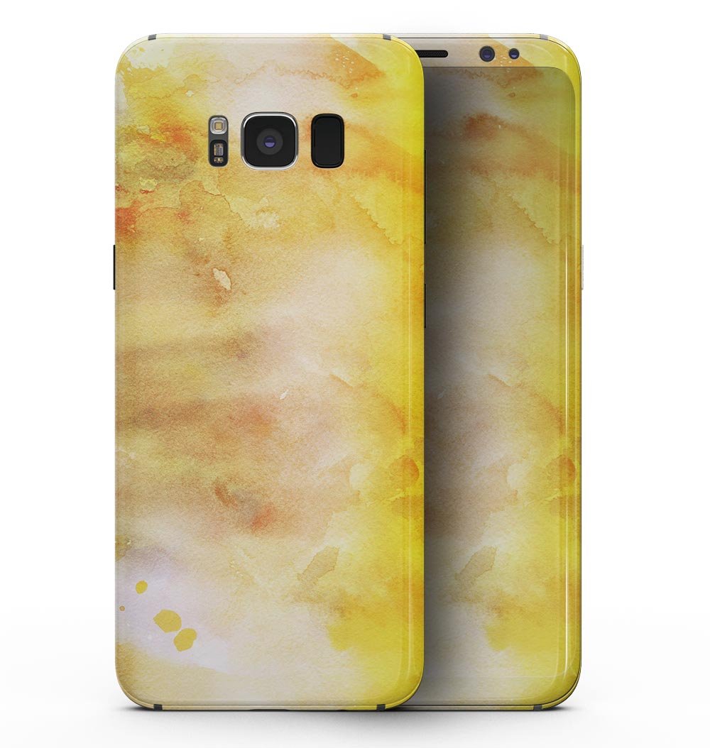 Gold 76 Absorbed Watercolor Texture skin for Samsung Galaxy S8, showcasing vibrant colors and a sleek design.