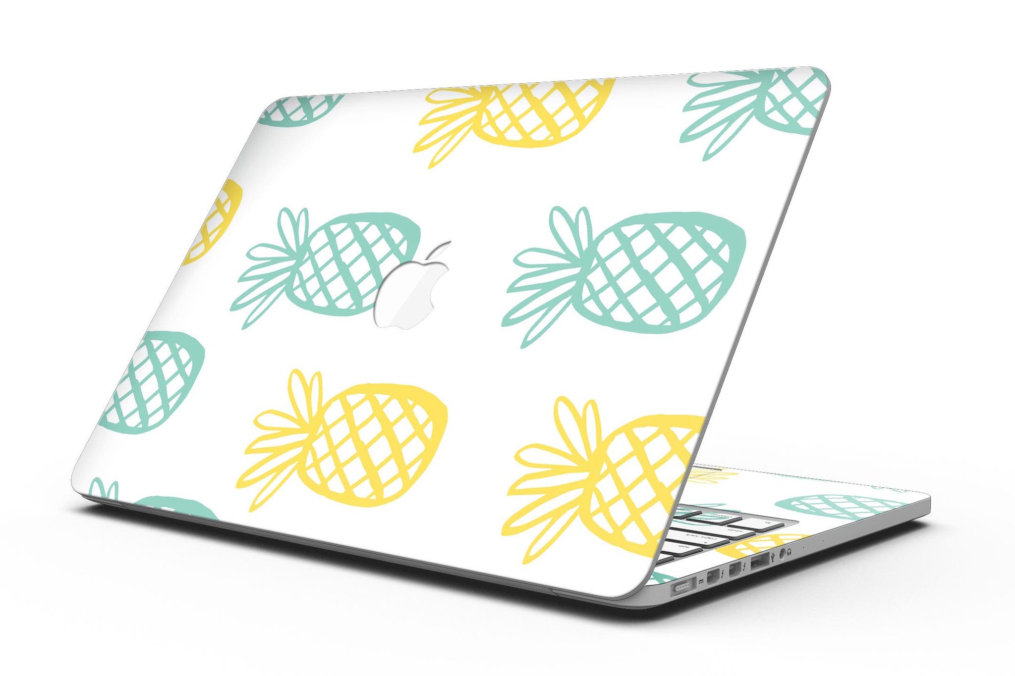 Gold and Mint Pineapple skin for MacBook Pro with Retina Display, showcasing vibrant colors and a sleek design.