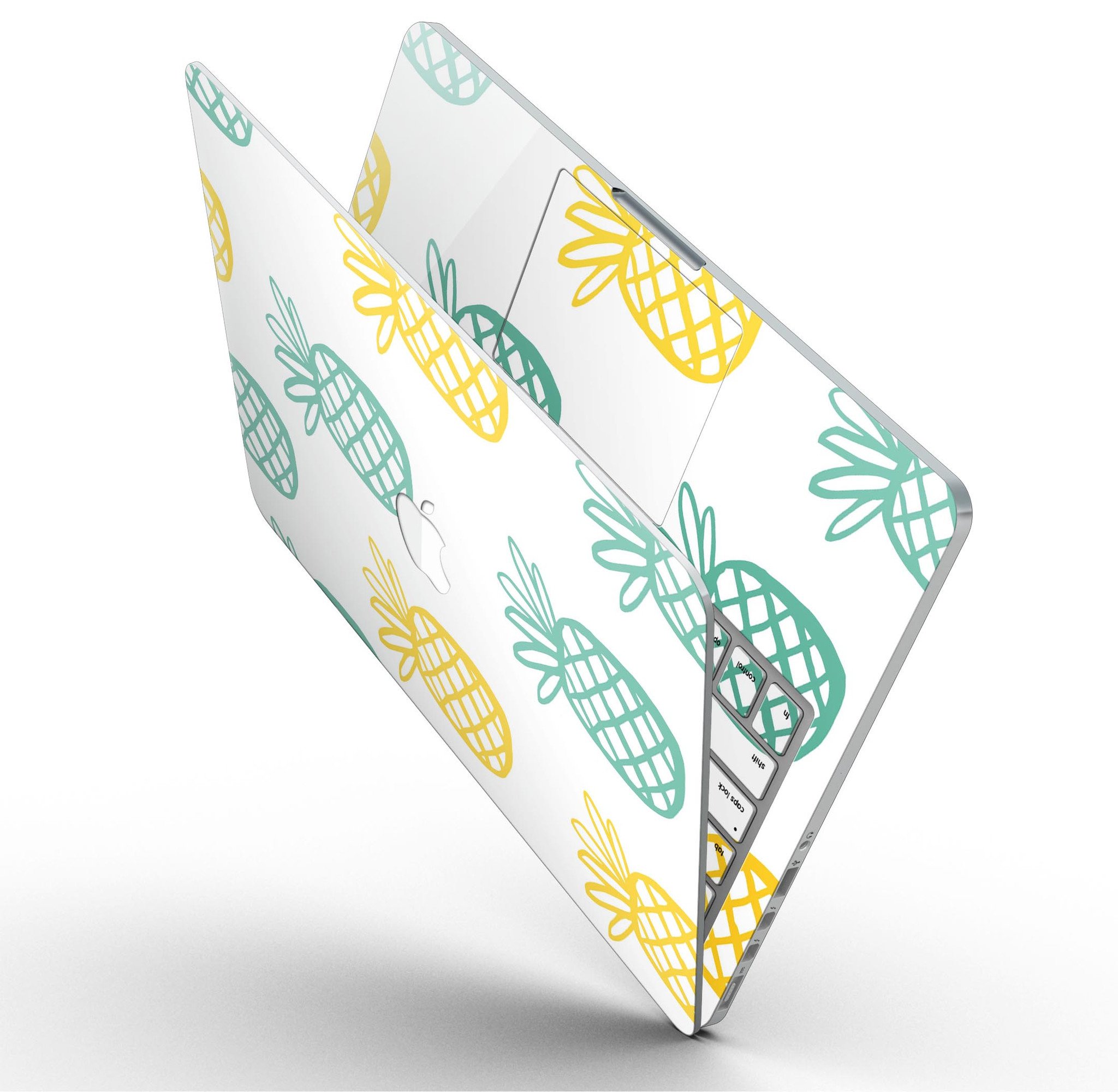 Gold and Mint Pineapple skin for MacBook Pro with Retina Display, showcasing vibrant colors and a sleek design.