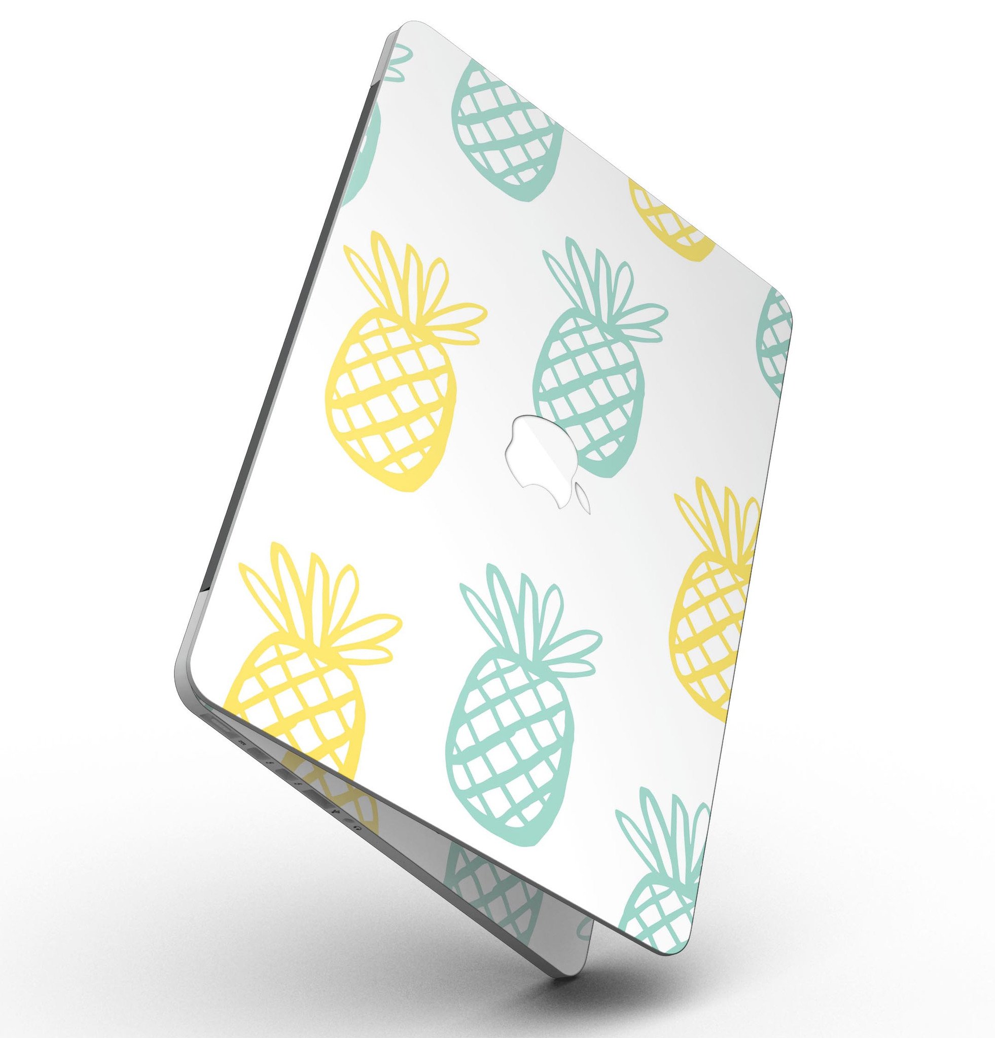 Gold and Mint Pineapple skin for MacBook Pro with Retina Display, showcasing vibrant colors and a sleek design.