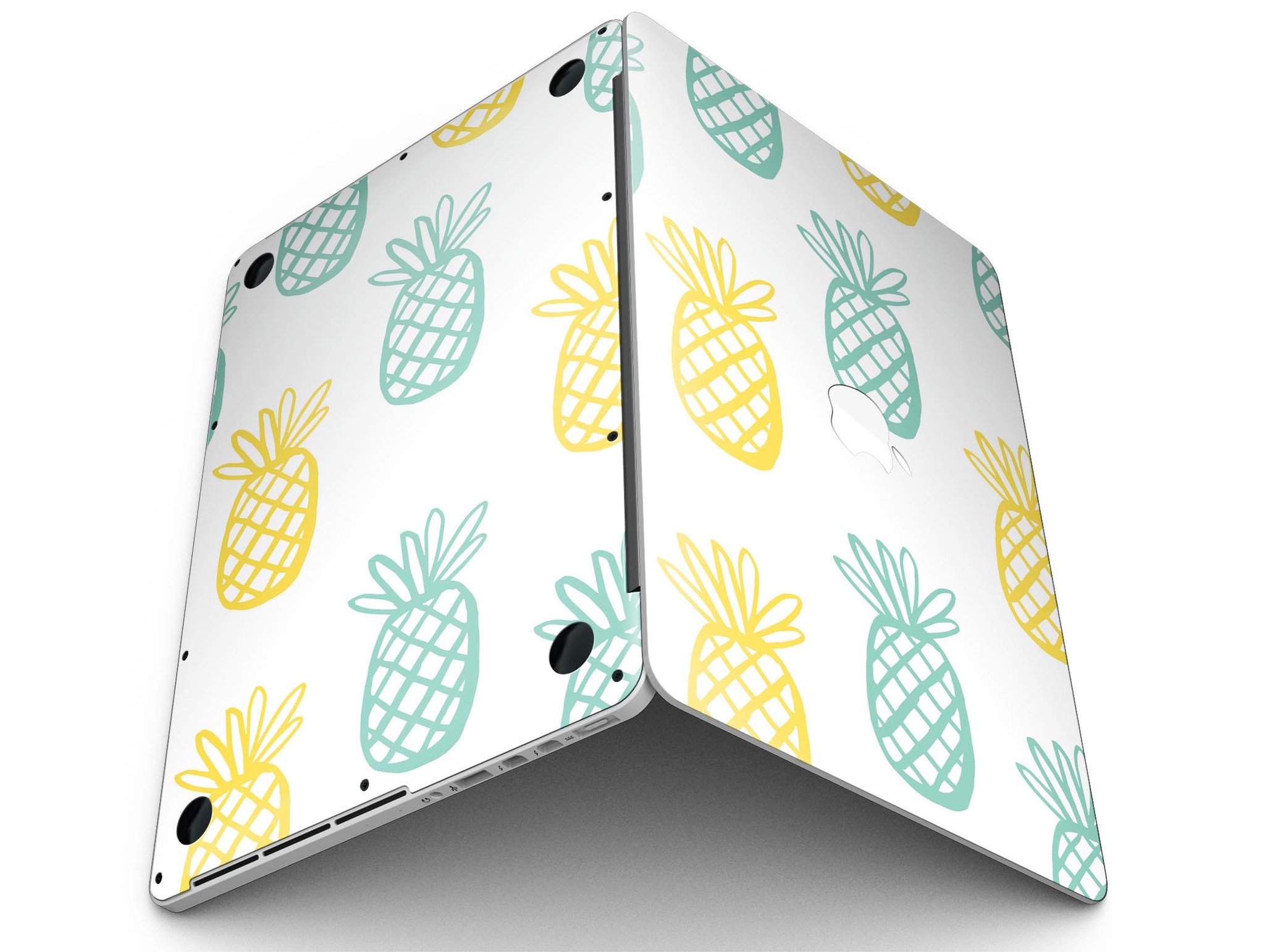 Gold and Mint Pineapple skin for MacBook Pro with Retina Display, showcasing vibrant colors and a sleek design.