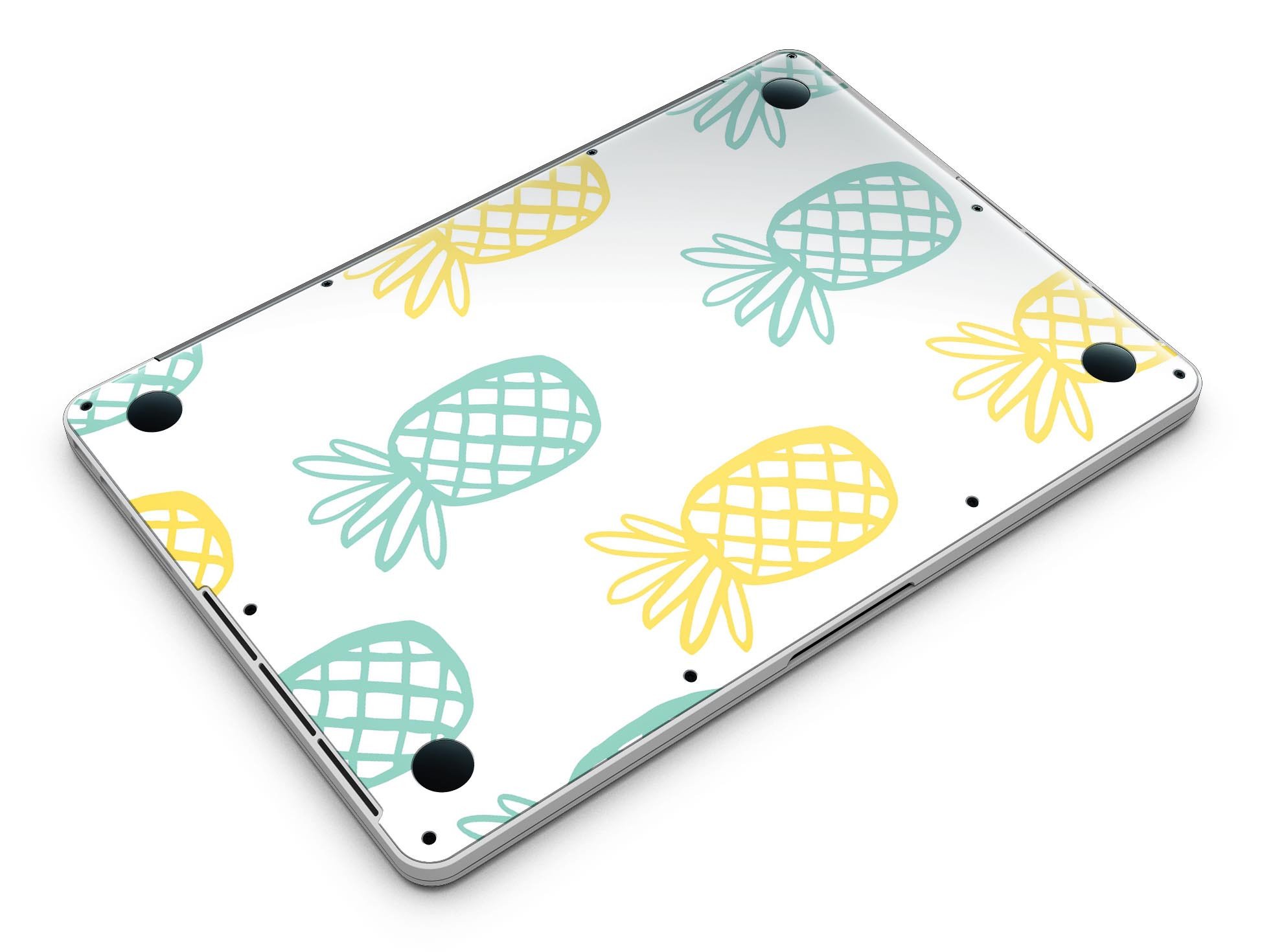 Gold and Mint Pineapple skin for MacBook Pro with Retina Display, showcasing vibrant colors and a sleek design.