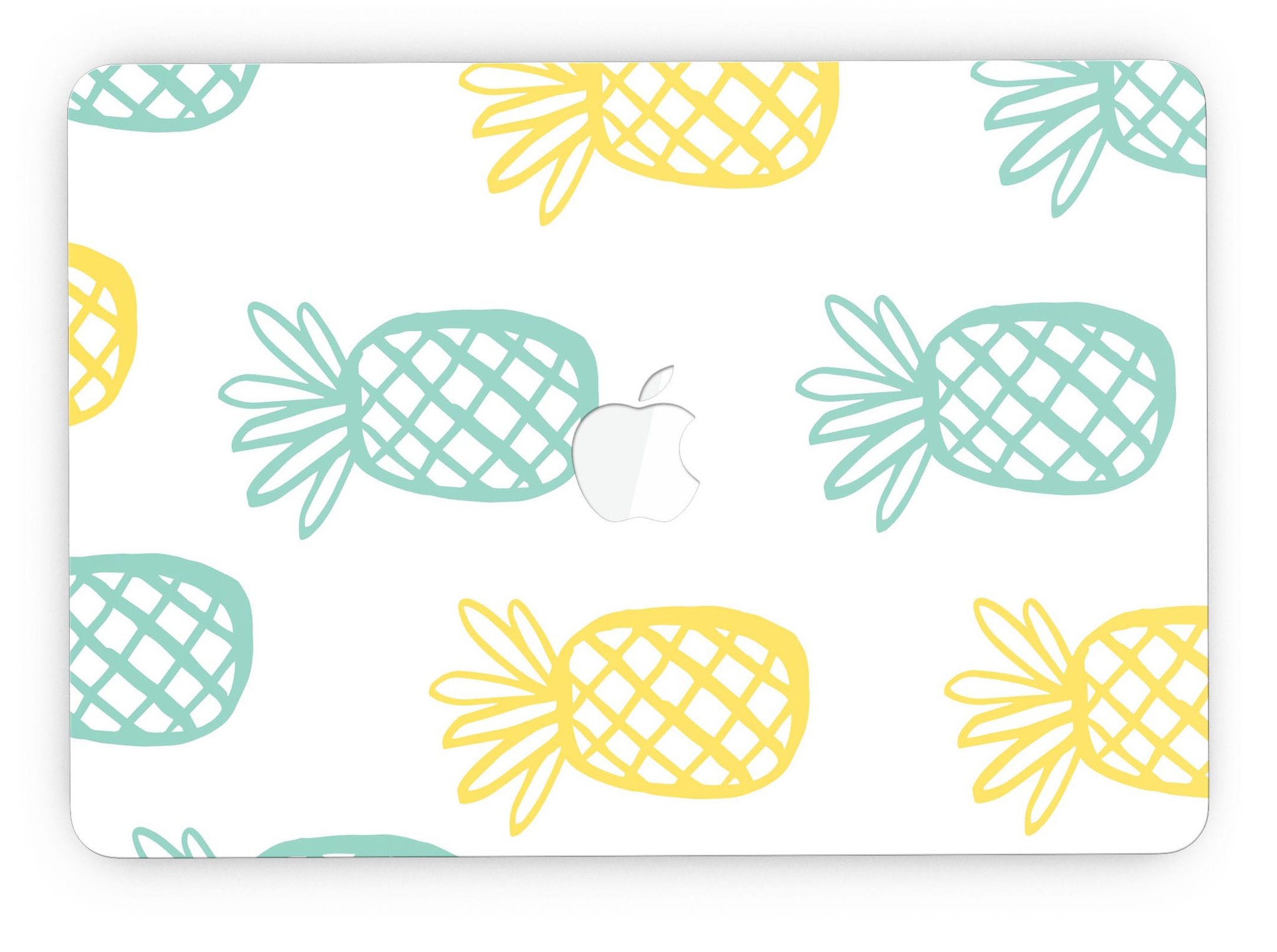 Gold and Mint Pineapple skin for MacBook Pro with Retina Display, showcasing vibrant colors and a sleek design.