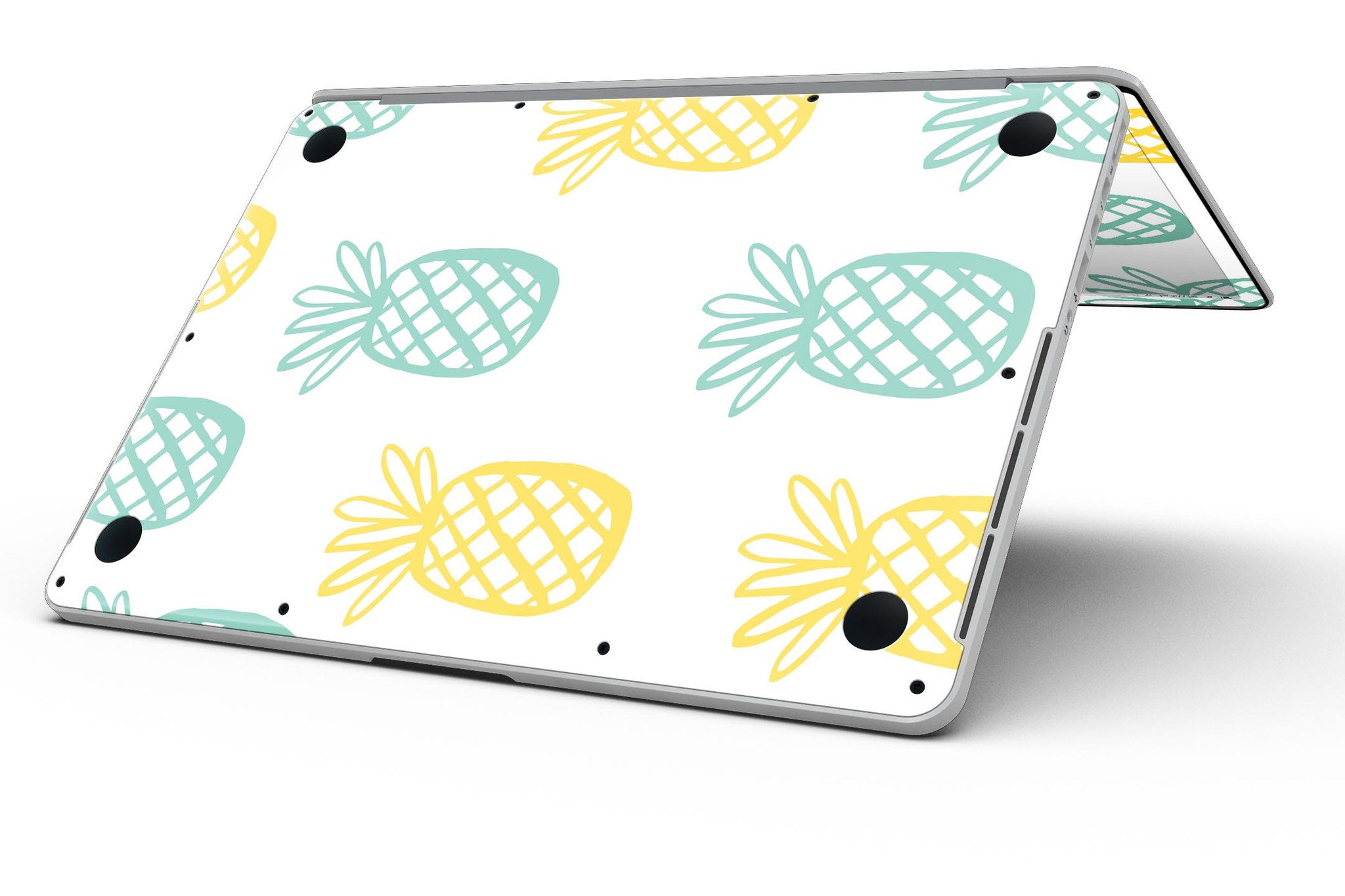 Gold and Mint Pineapple skin for MacBook Pro with Retina Display, showcasing vibrant colors and a sleek design.