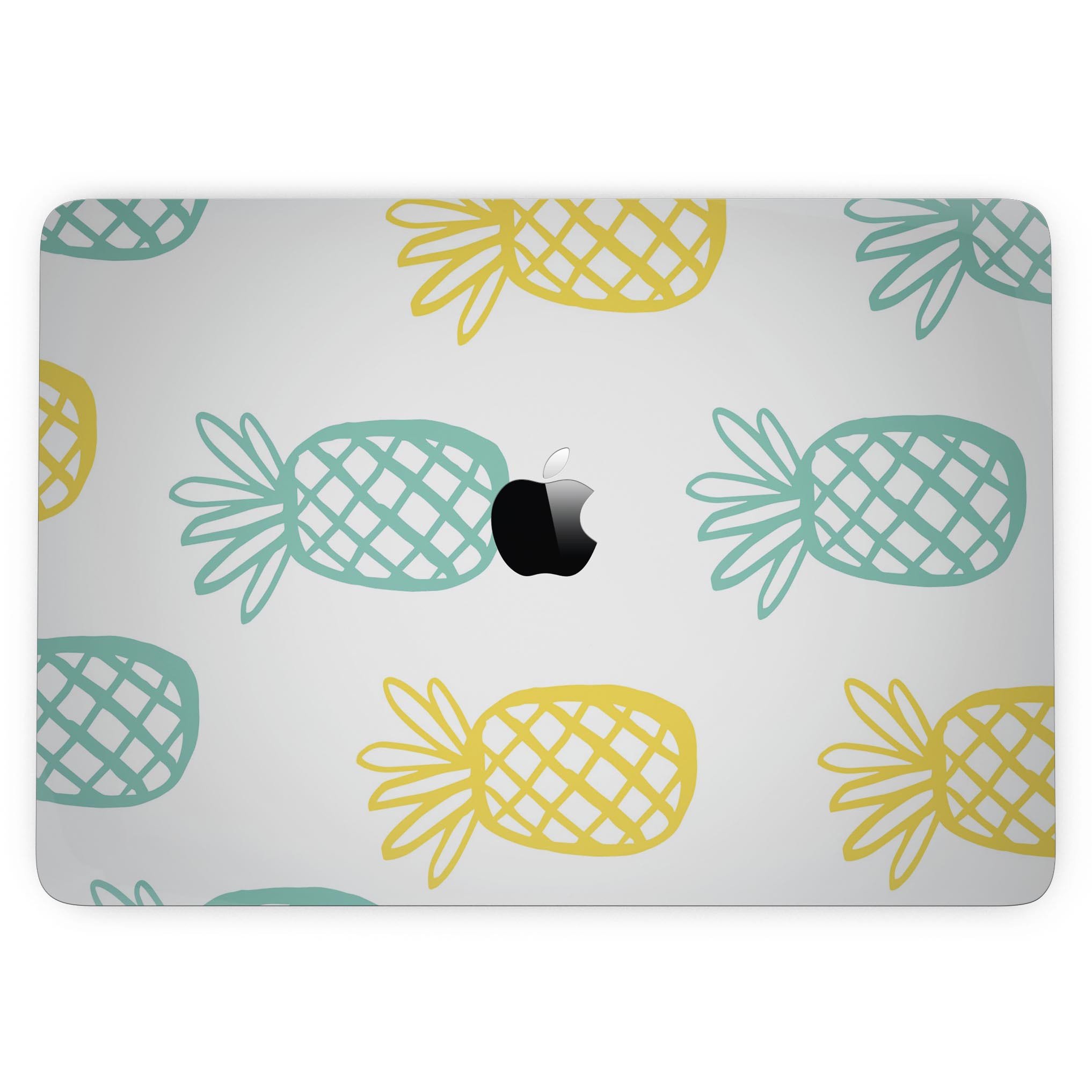 Gold and Mint Pineapple skin kit for MacBook Pro with Touch Bar, showcasing vibrant colors and stylish design.