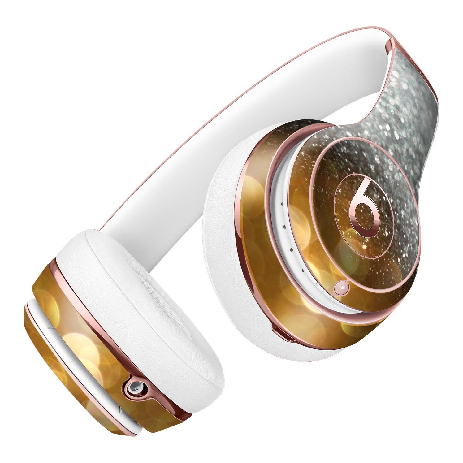 Gold and Silver Unfocused Orbs Skin Kit for Beats by Dre Solo 3 Wireless Headphones, showcasing vibrant colors and a sleek design.