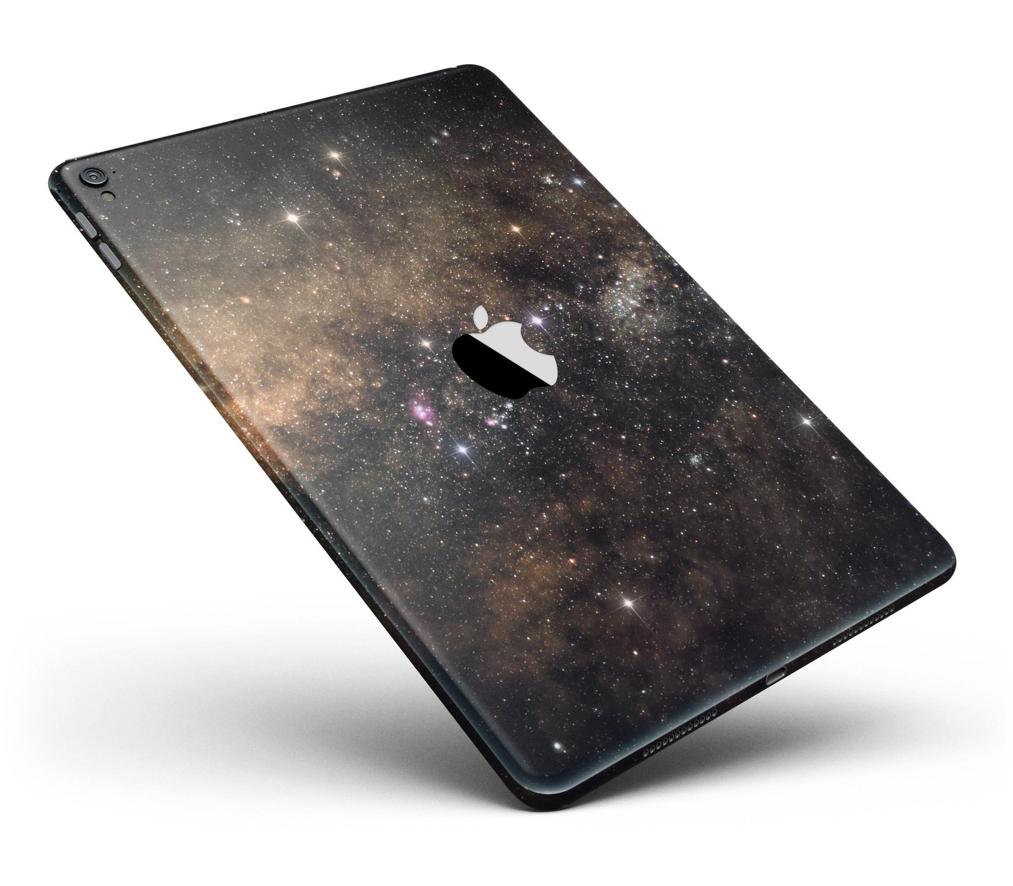 Gold Aura Space Full Body Skin for iPad Pro, showcasing its sleek design and premium vinyl material.