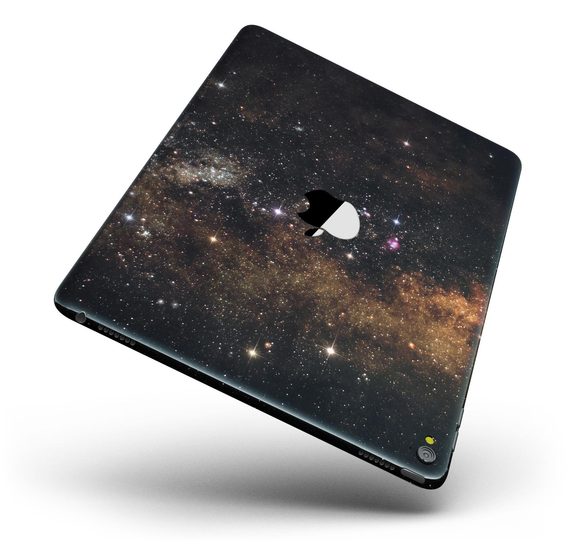 Gold Aura Space Full Body Skin for iPad Pro, showcasing its sleek design and premium vinyl material.