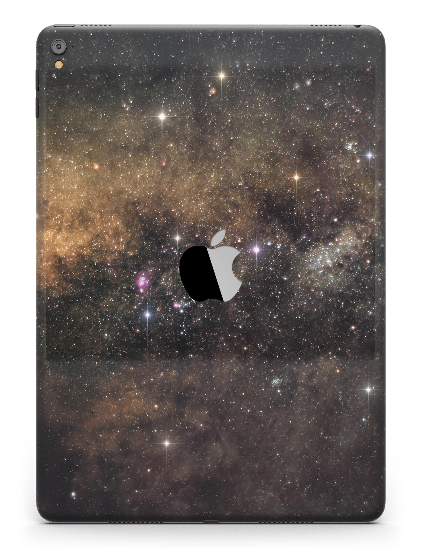 Gold Aura Space Full Body Skin for iPad Pro, showcasing its sleek design and premium vinyl material.