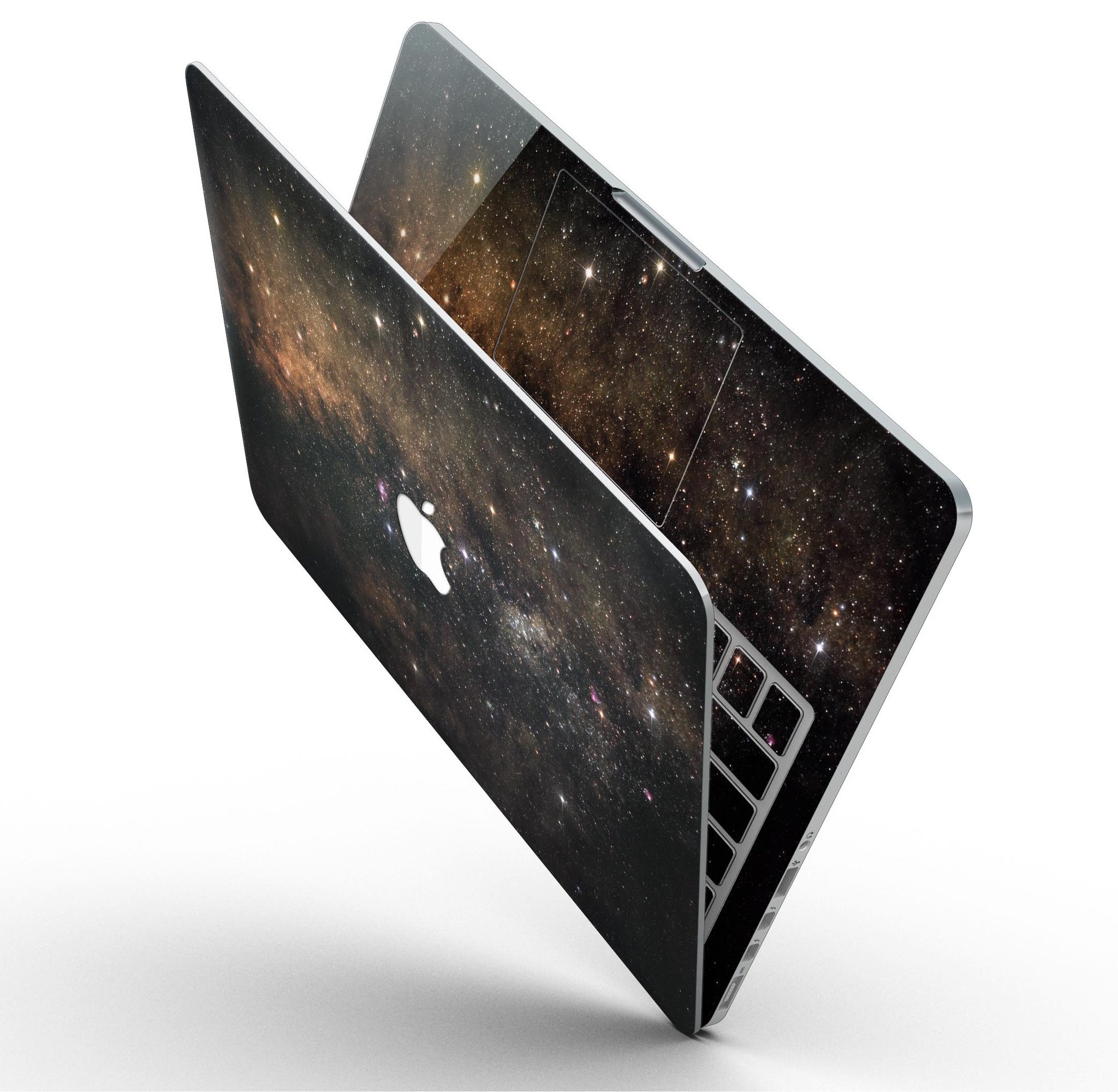 Gold Aura Space full-coverage skin for MacBook Pro with Retina Display, showcasing a stylish design and premium vinyl material.