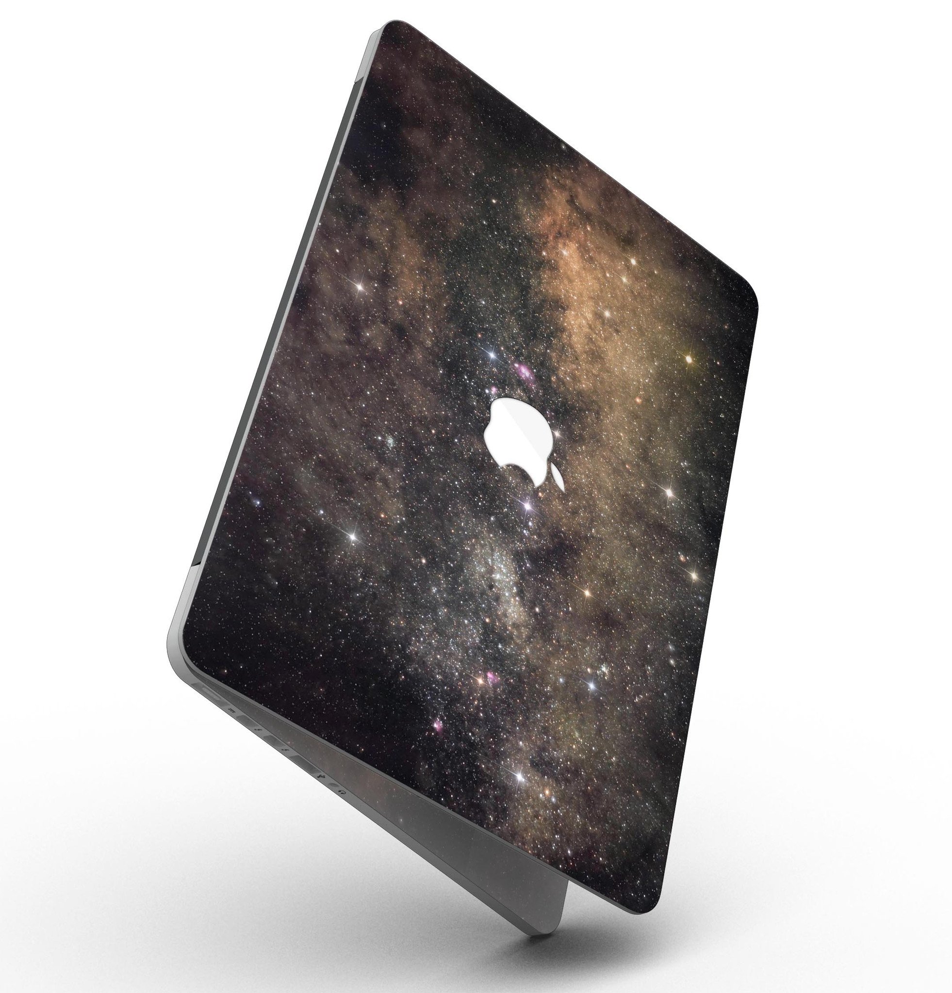 Gold Aura Space full-coverage skin for MacBook Pro with Retina Display, showcasing a stylish design and premium vinyl material.