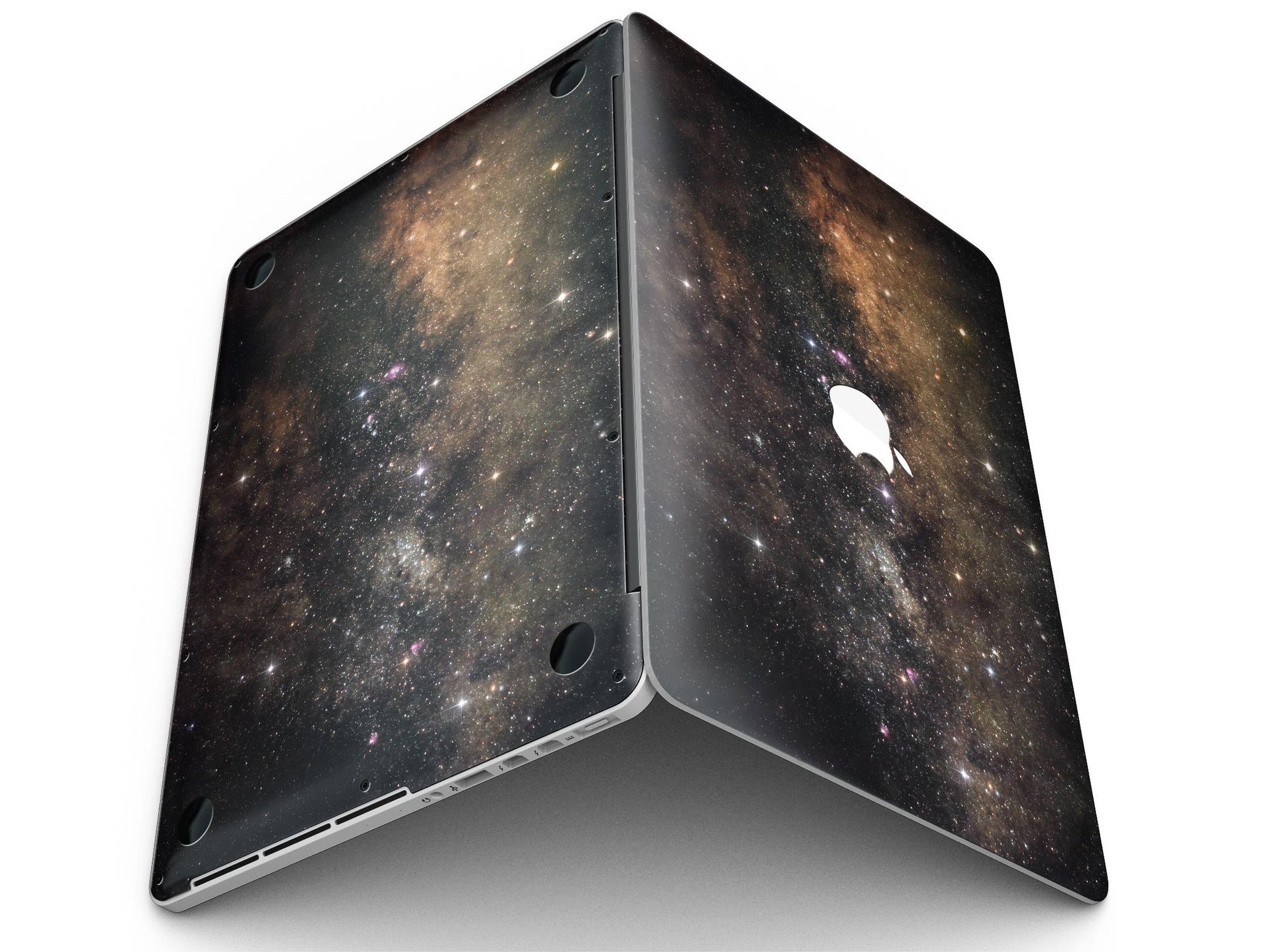 Gold Aura Space full-coverage skin for MacBook Pro with Retina Display, showcasing a stylish design and premium vinyl material.