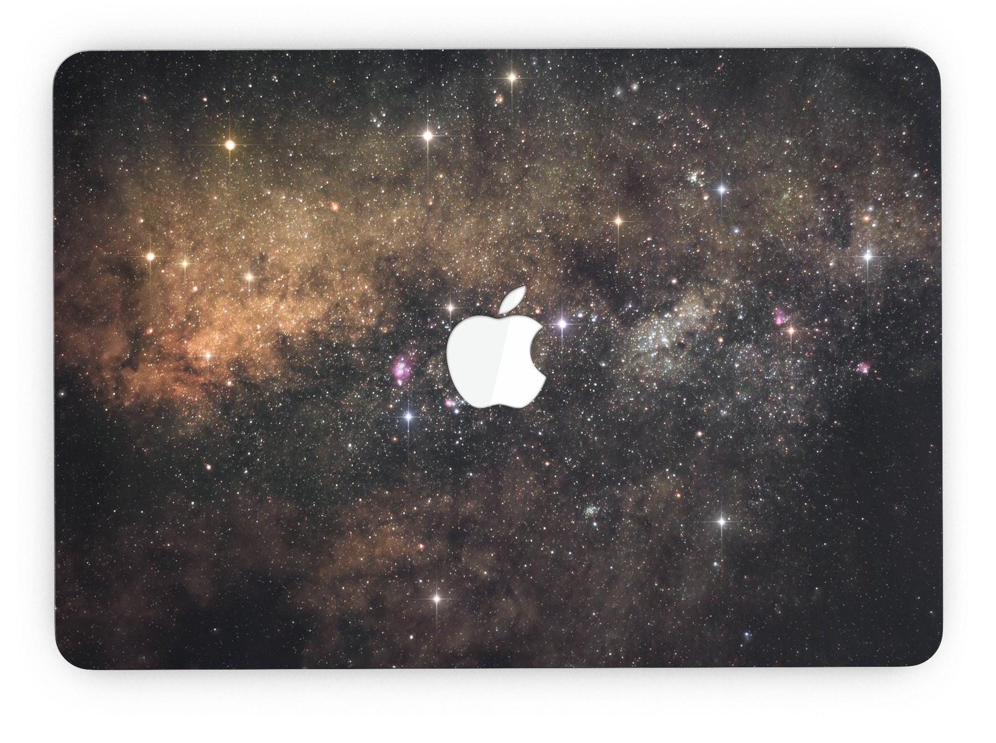 Gold Aura Space full-coverage skin for MacBook Pro with Retina Display, showcasing a stylish design and premium vinyl material.