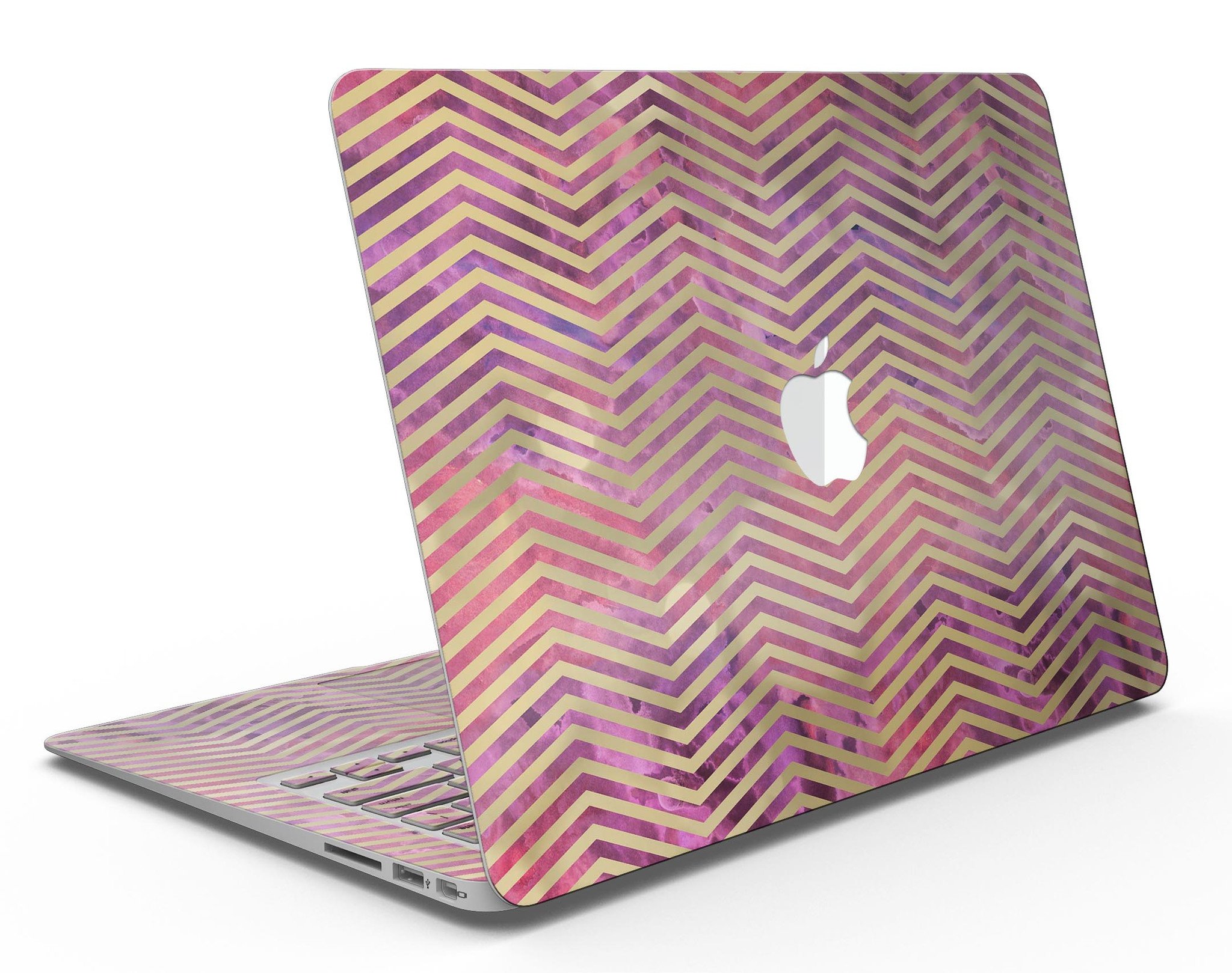 Gold Chevron Over Abstract Fumes MacBook Air Skin Kit showcasing stylish design and premium vinyl material.