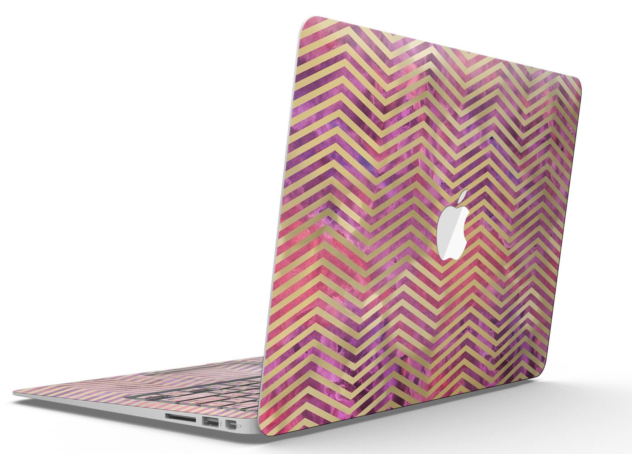 Gold Chevron Over Abstract Fumes MacBook Air Skin Kit showcasing stylish design and premium vinyl material.